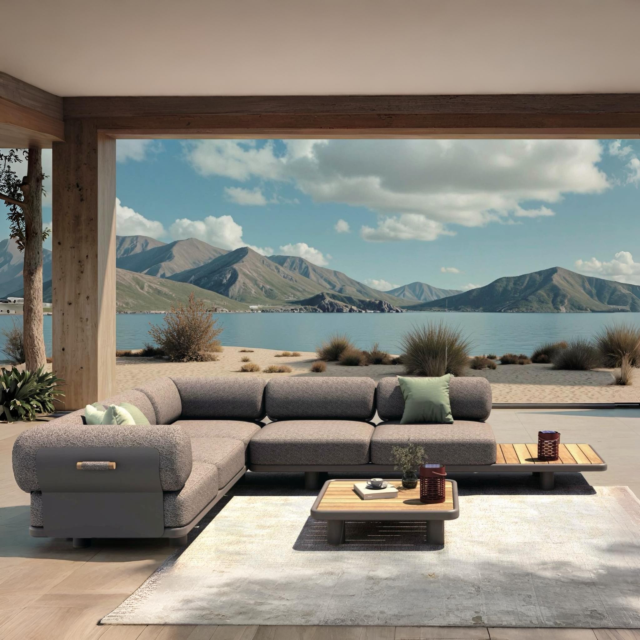 LAMO Taupe Outdoor Aluminum Lounge Set