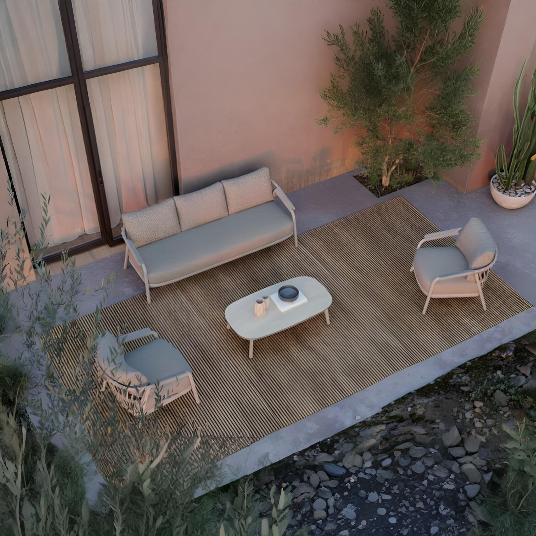 MARC Cream Outdoor Aluminum Lounge Set