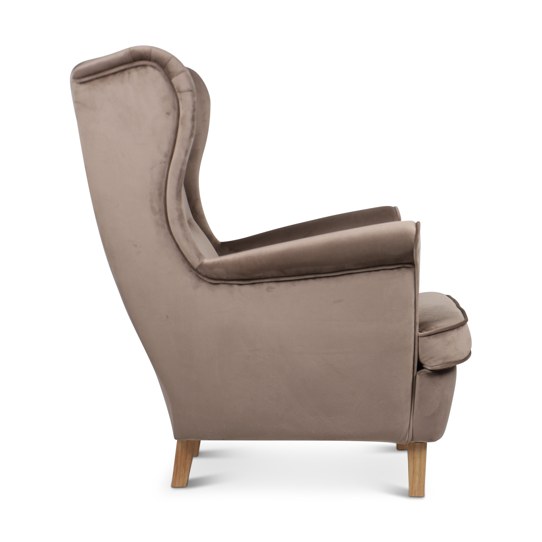 HOZPY Velvet Taupe Armchair