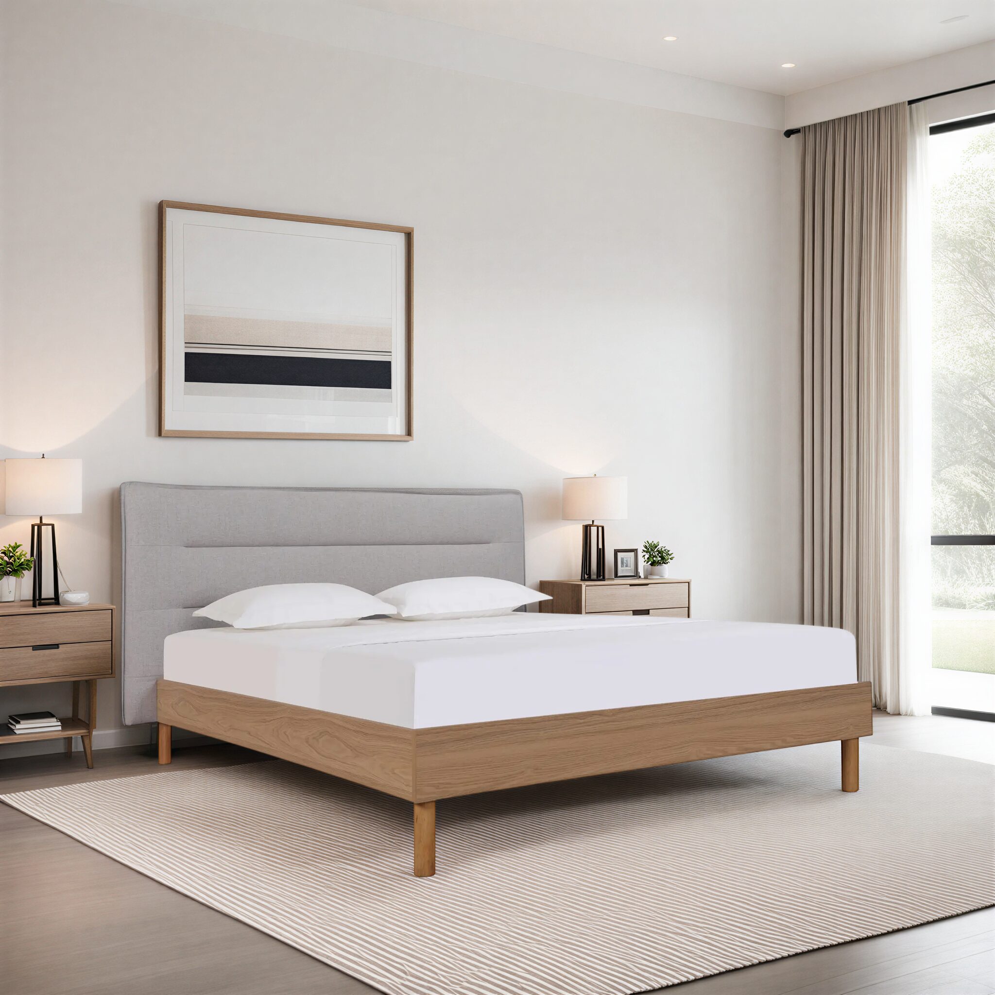 SOLENE Light Grey and Sonoma Bed
