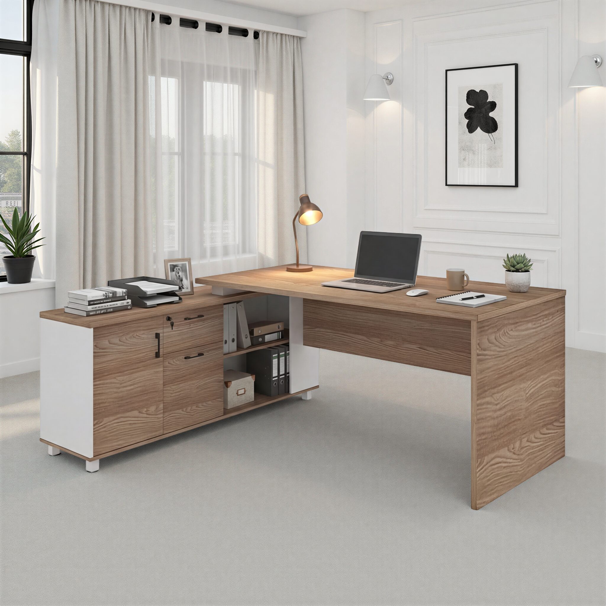 DOCKTOR Walnut White L Desk