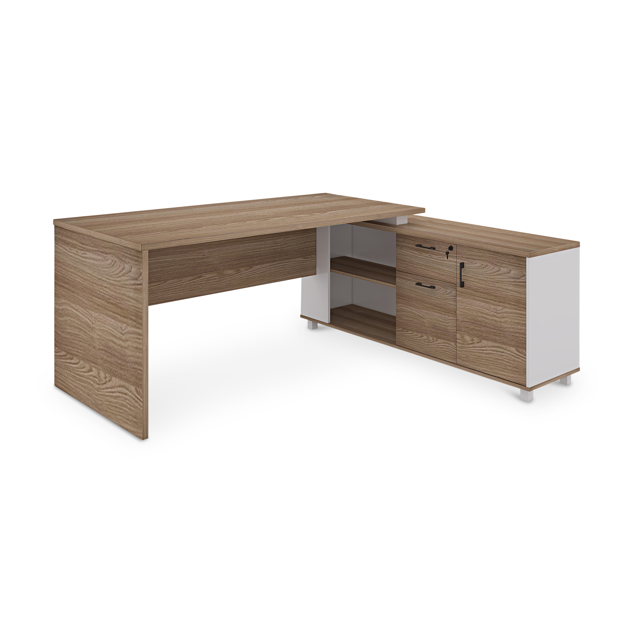 DOCKTOR Walnut White Corner Desk