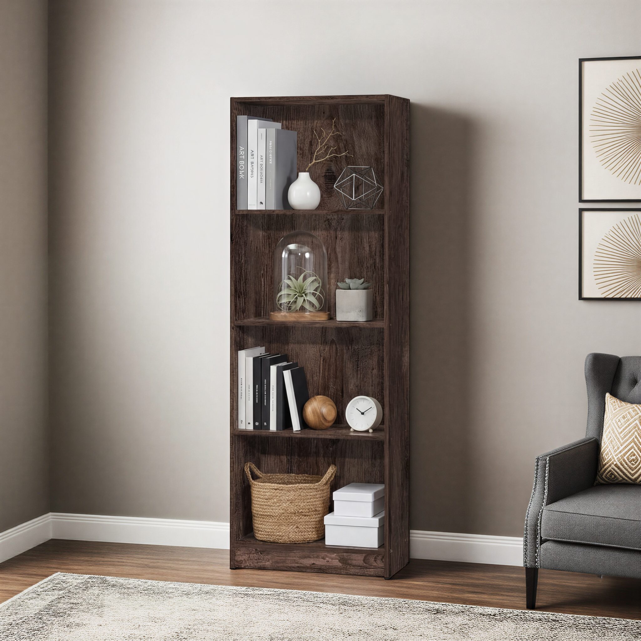 MOKKIE Walnut Style Bookcase