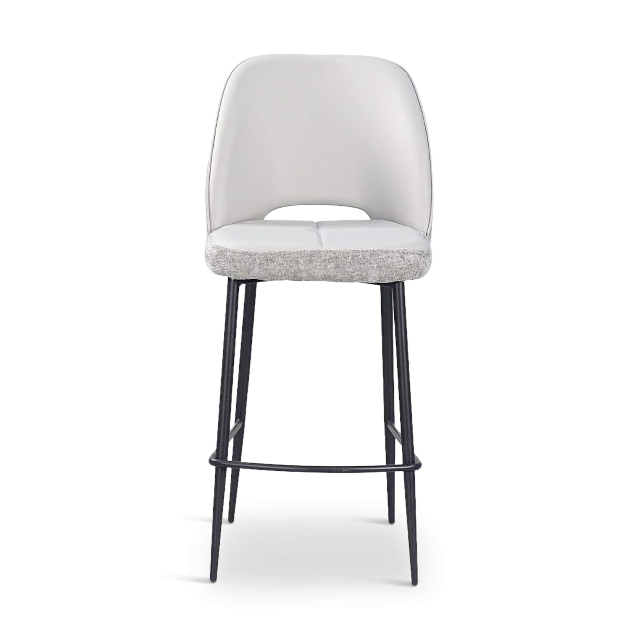 BOUTON Bar Stool Light Grey Velvet with PU