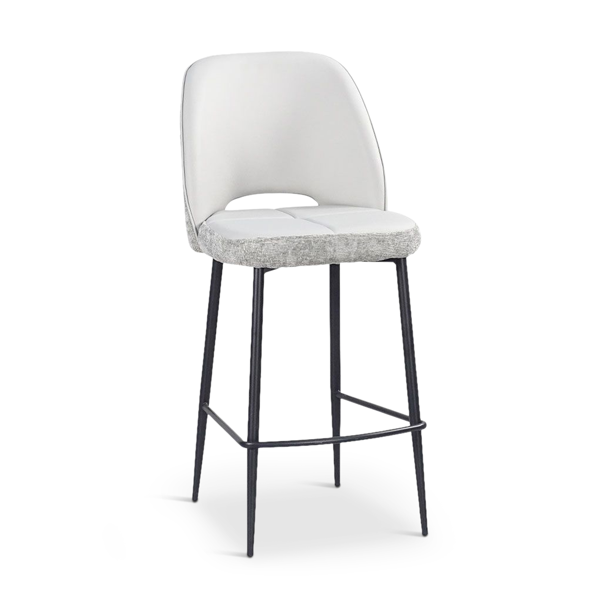 BOUTON Bar Stool Light Grey Velvet with PU