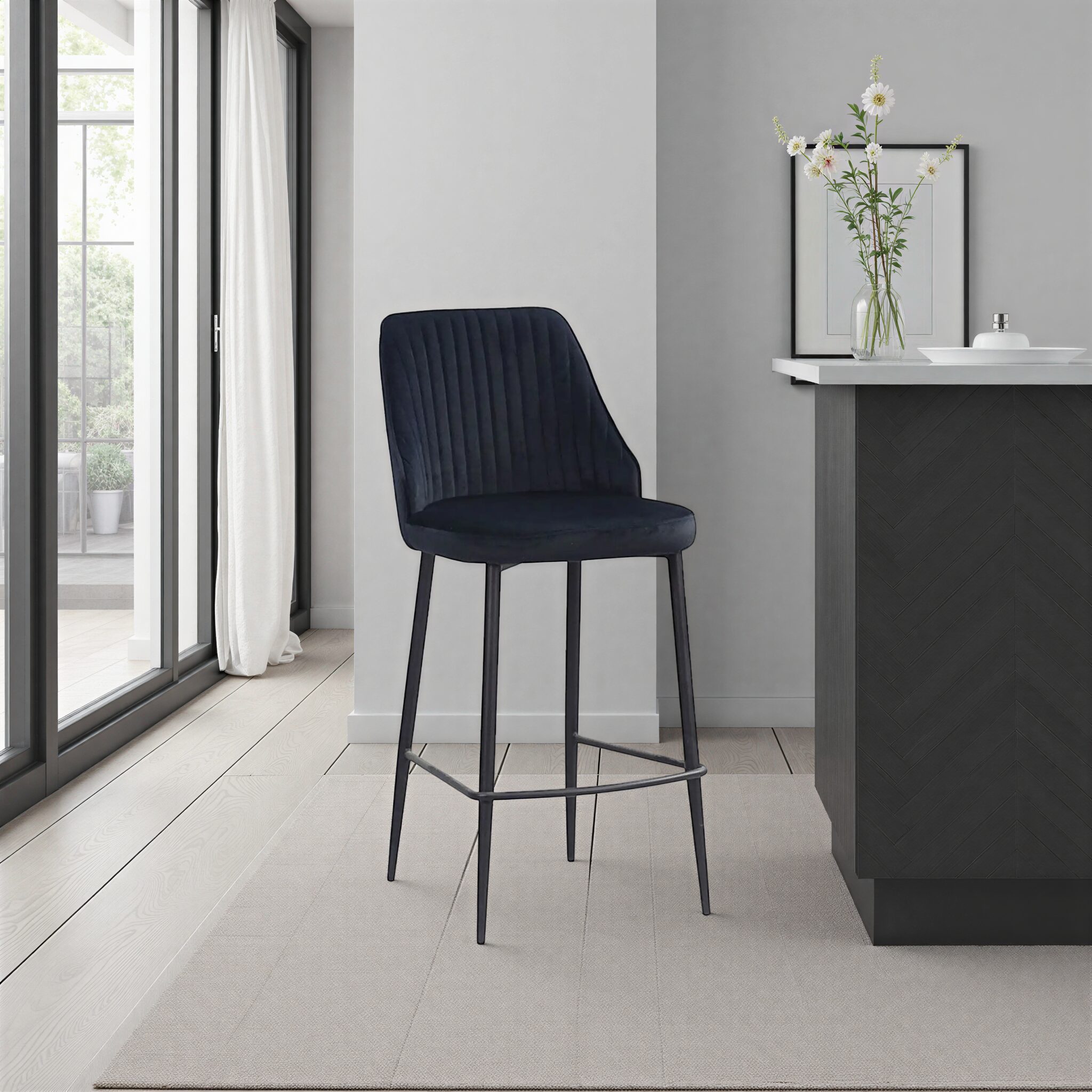 LIMUN Bar Stool Black Fabric