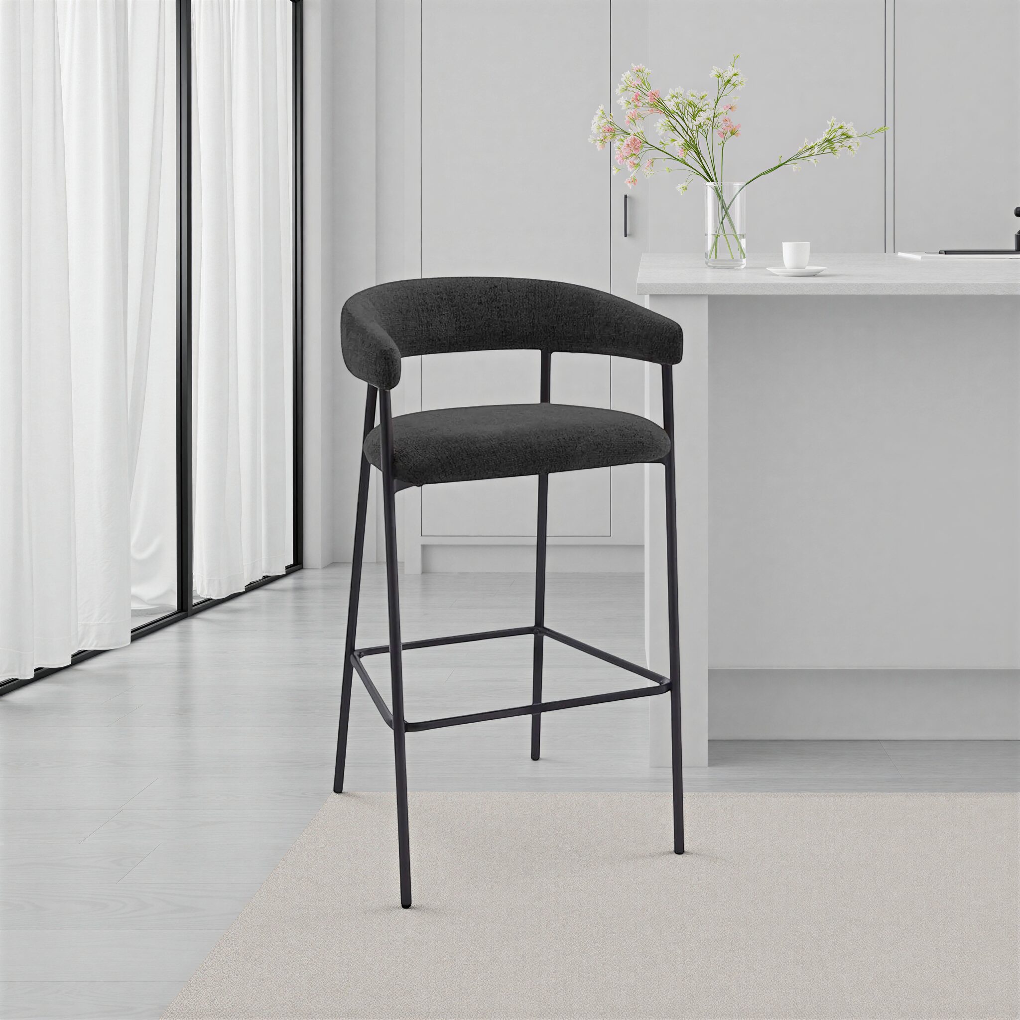 ECLIPSE Bar Stool Black Fabric