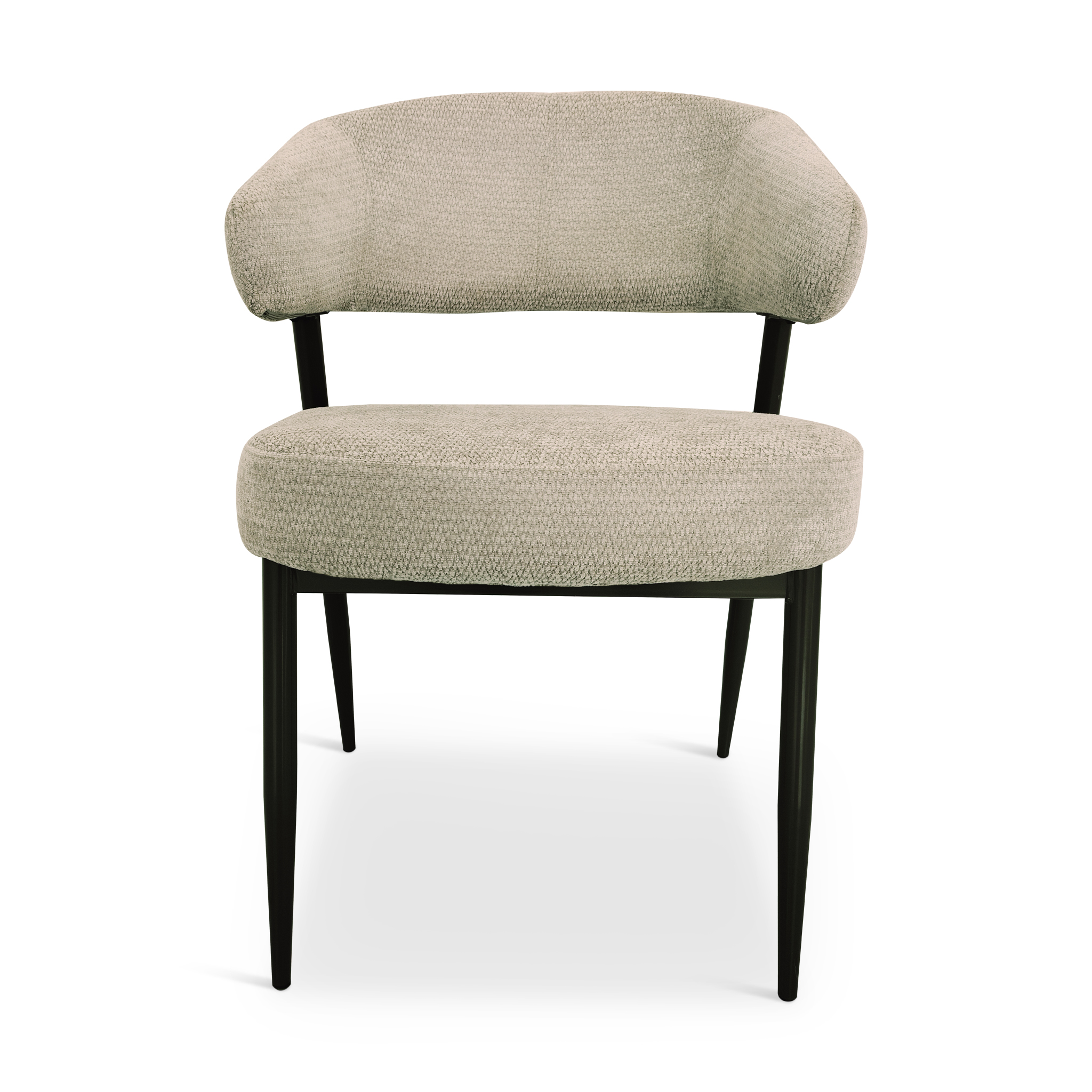 CAROLO Light Grey-Beige Fabric Dining Chair with Black Legs