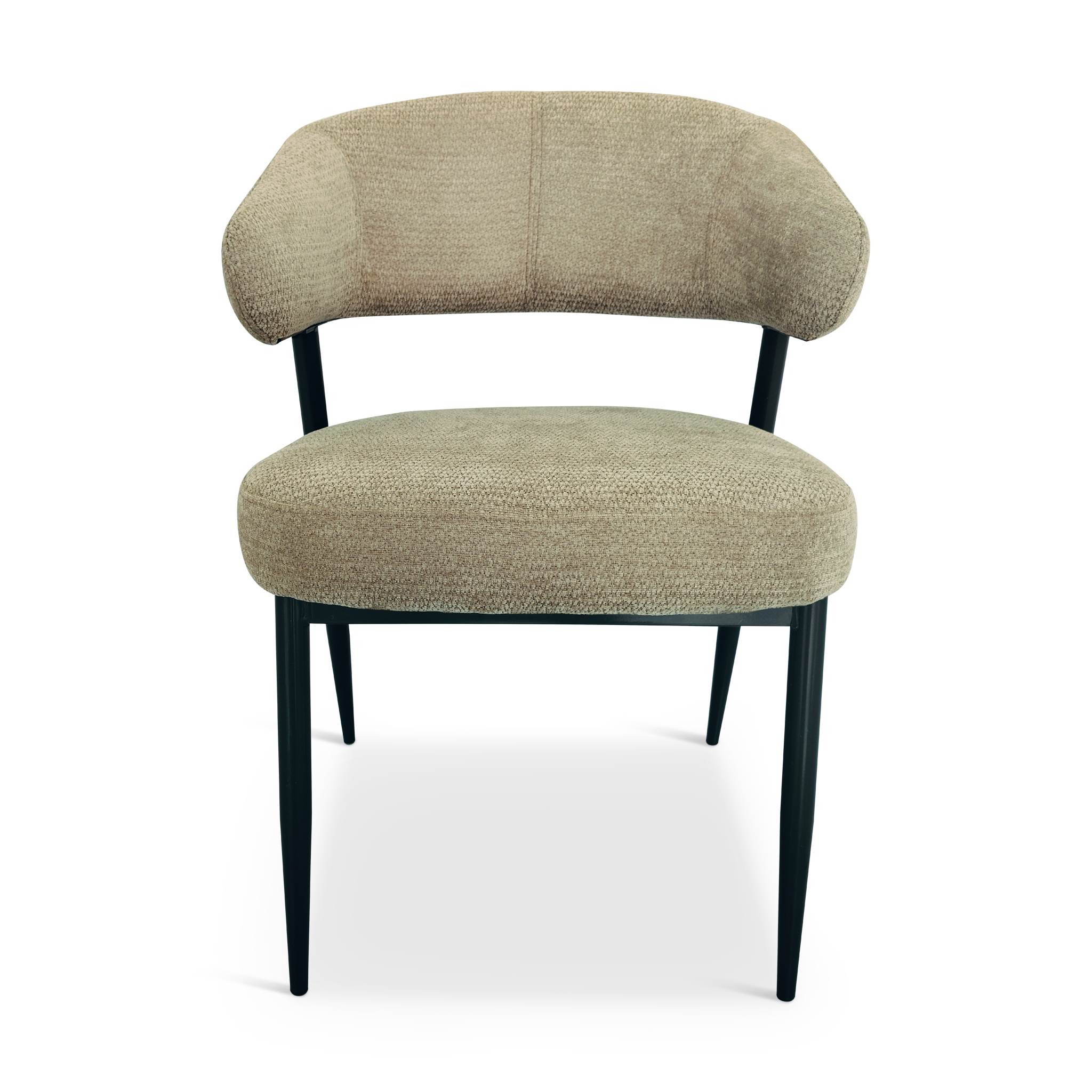 CAROLO Beige Fabric Dining Chair with Black Legs