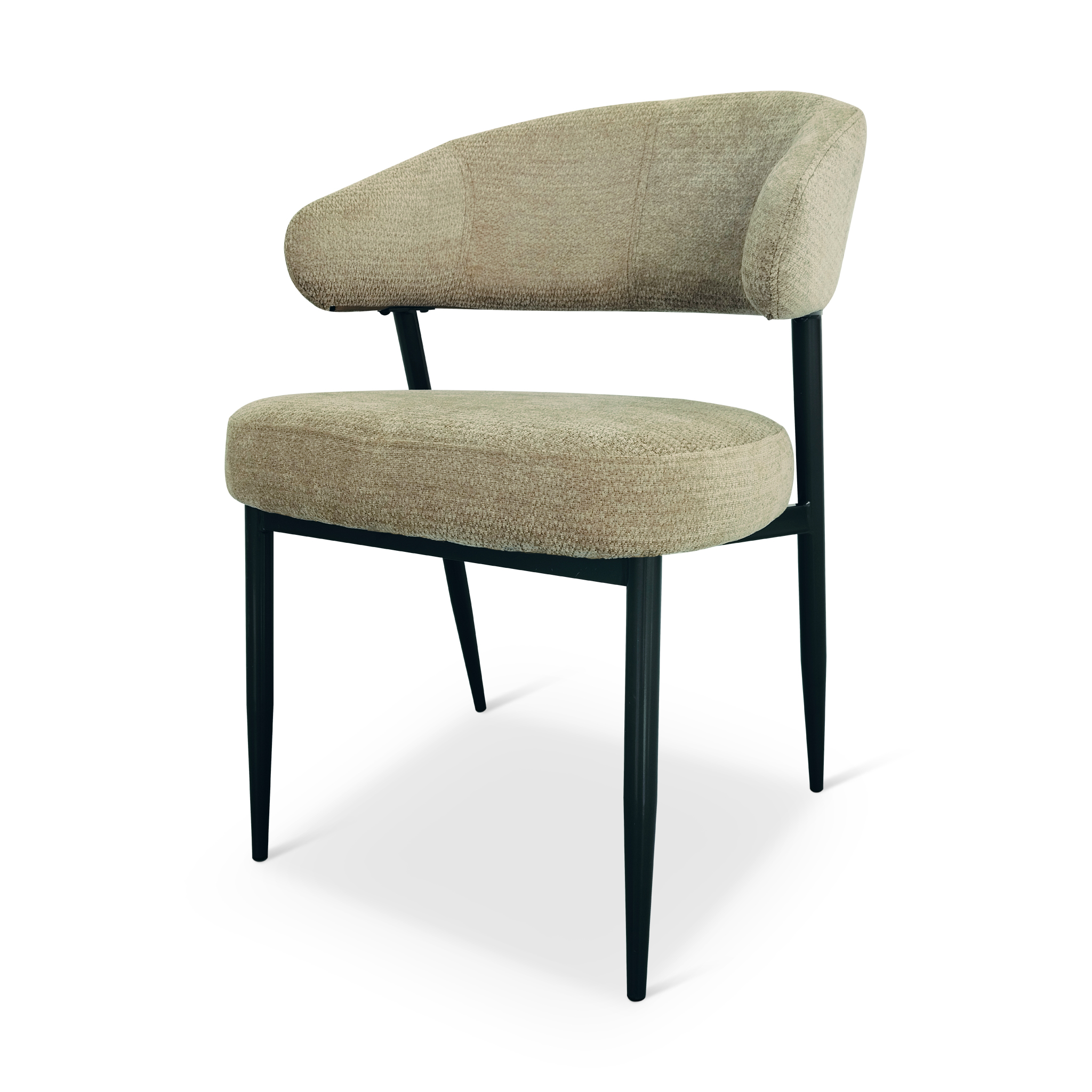 CAROLO Beige Fabric Dining Chair with Black Legs