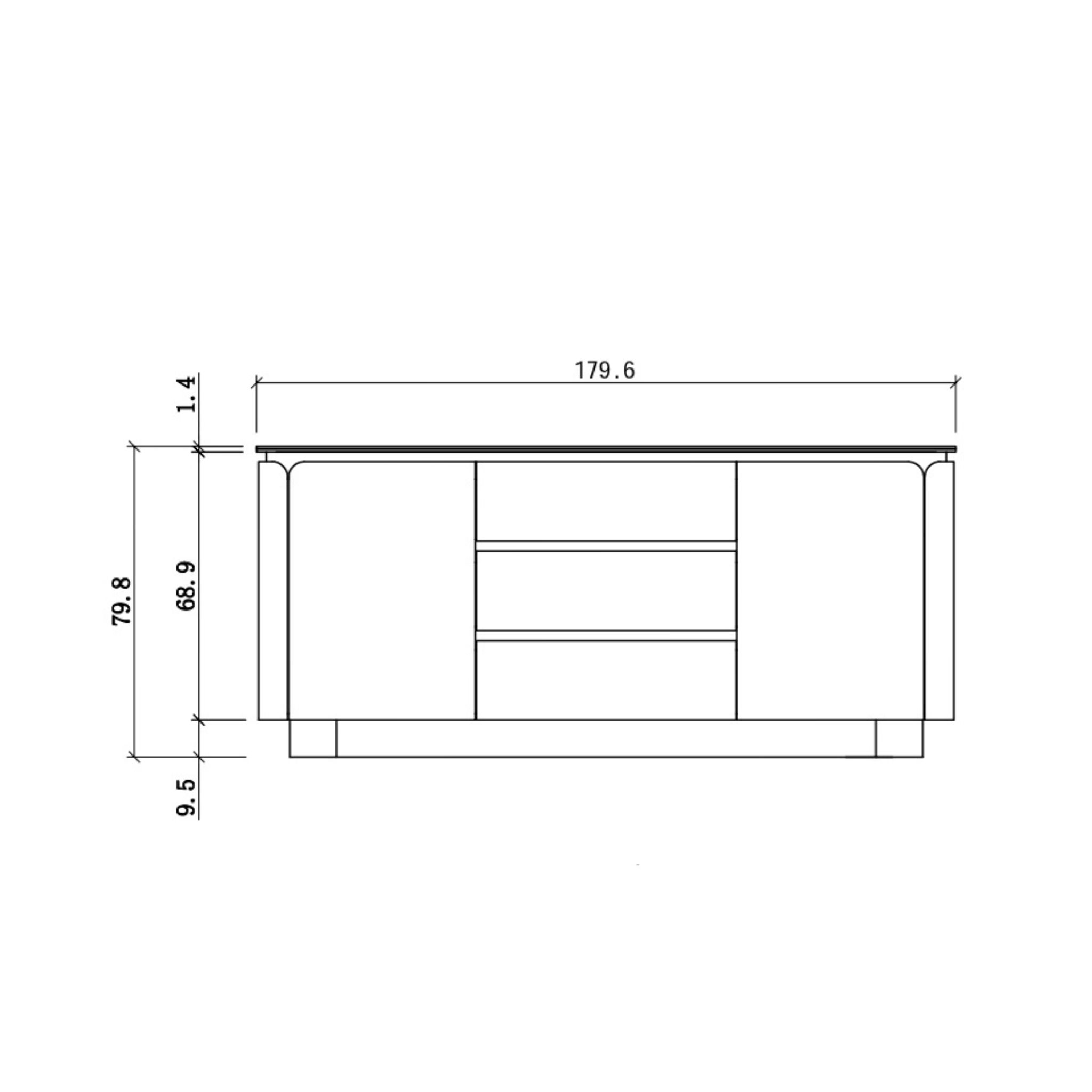 ZIMMER Travertine-Top Buffet with Gold & Taupe Oak Finish