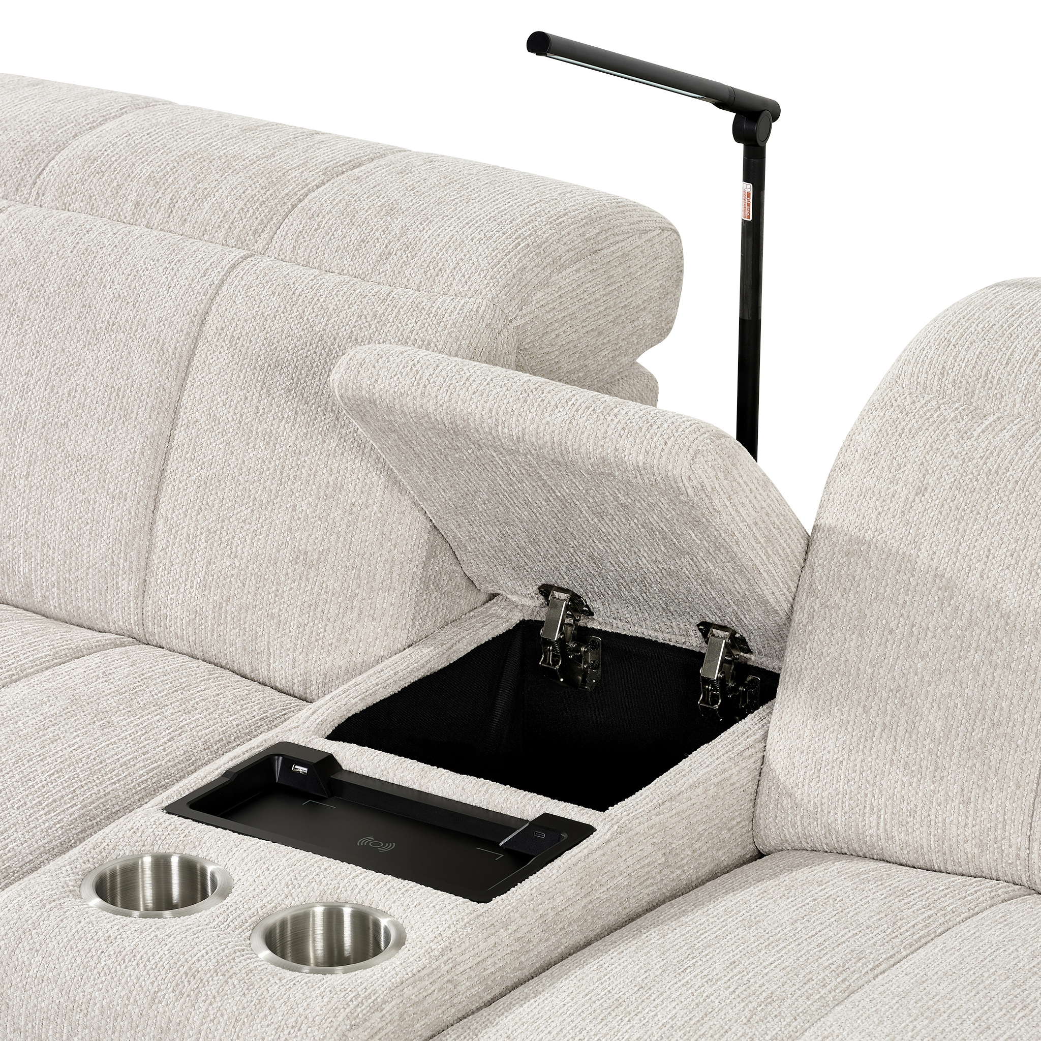 AMORTI Beige Corner Recliner Fabric