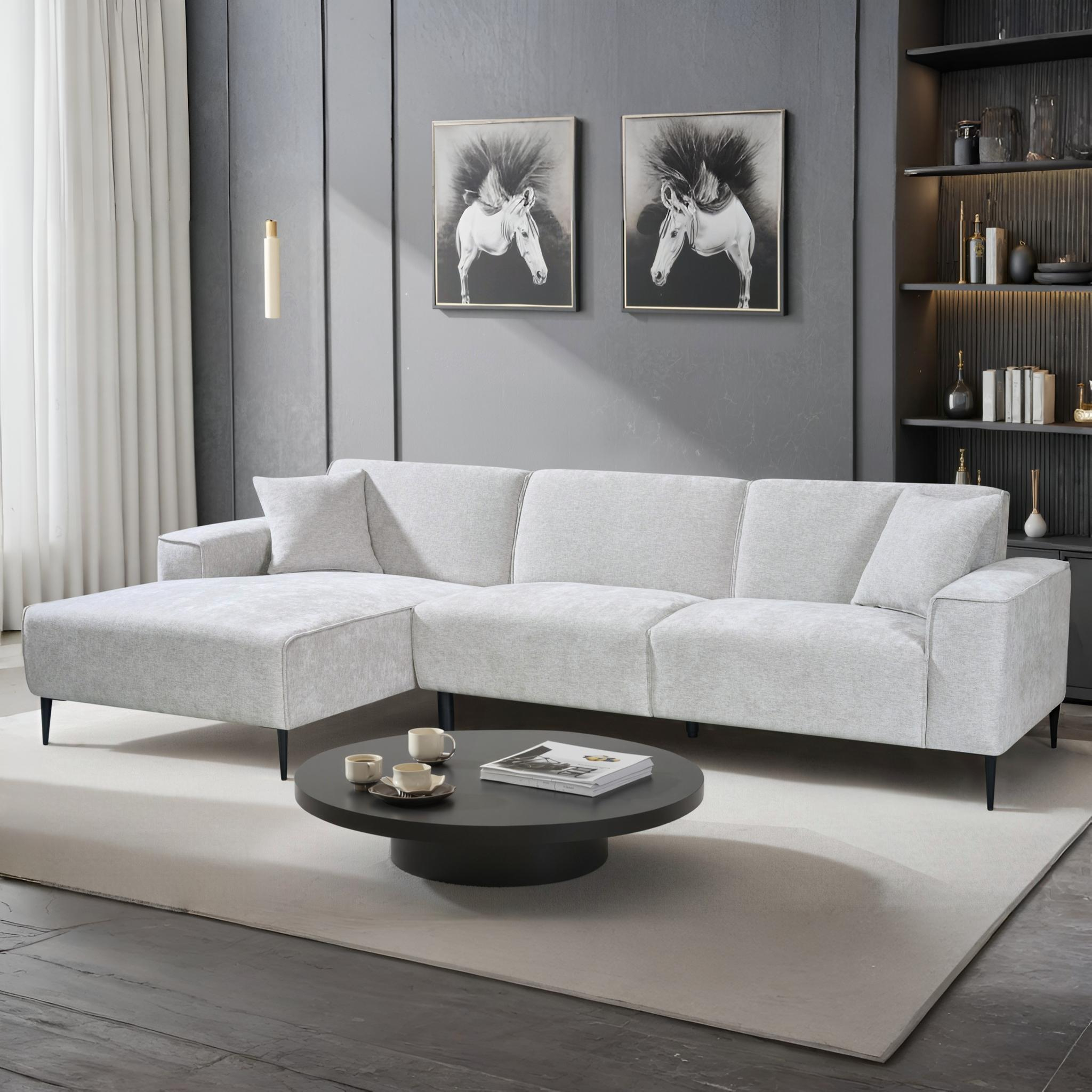WOOFER Light Grey-Beige Corner Sofa Fabric