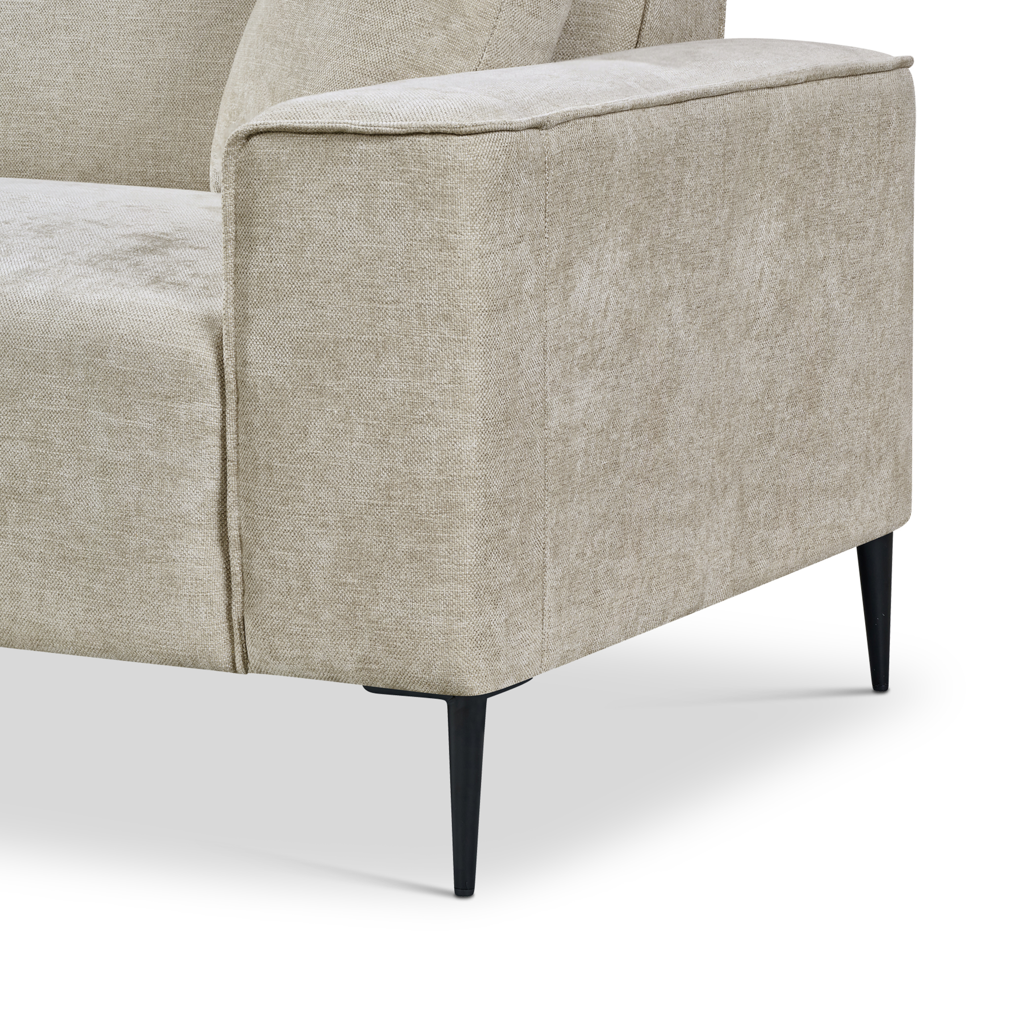 Woofer Beige Fabric Corner Sofa