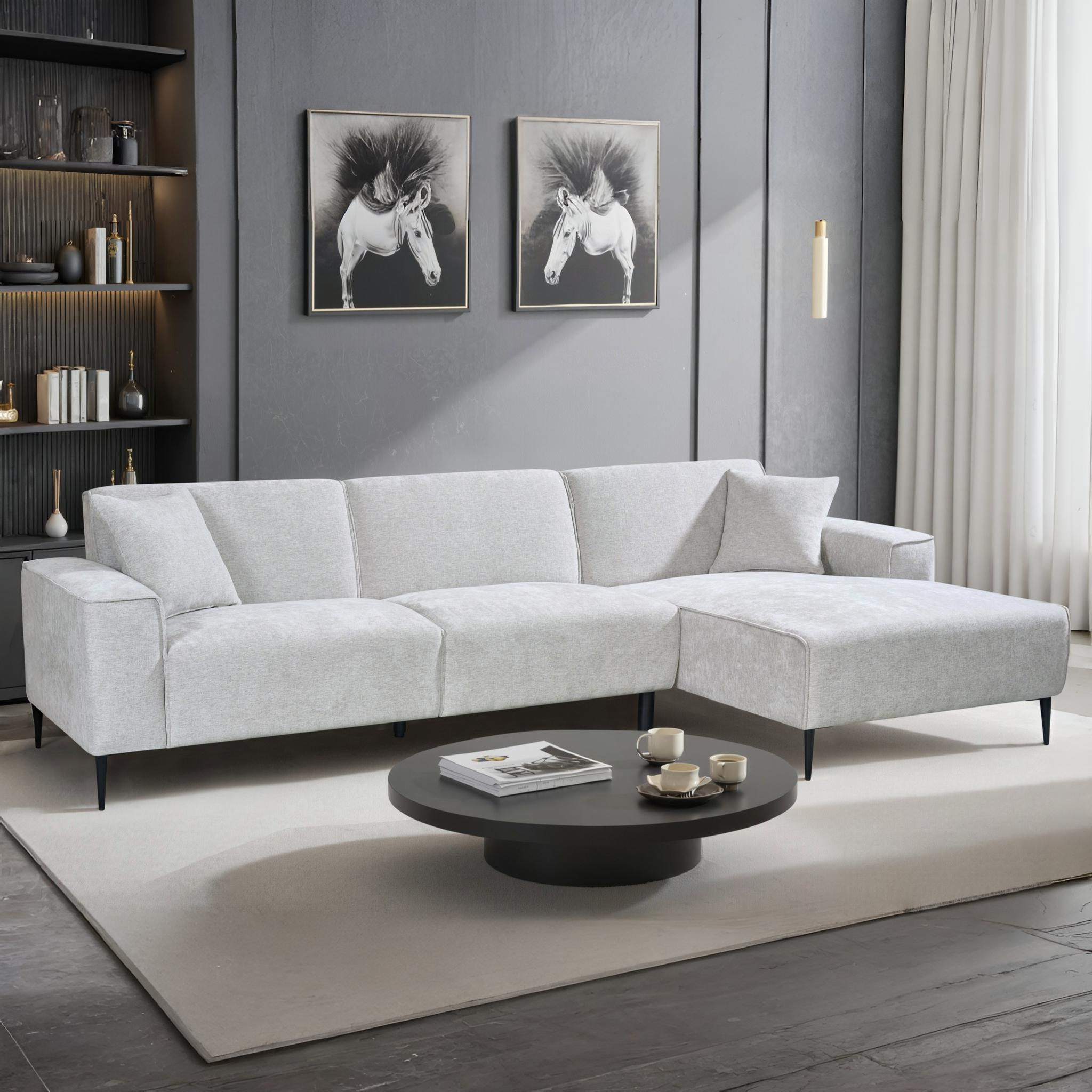 Woofer Light Grey Beige Corner Sofa