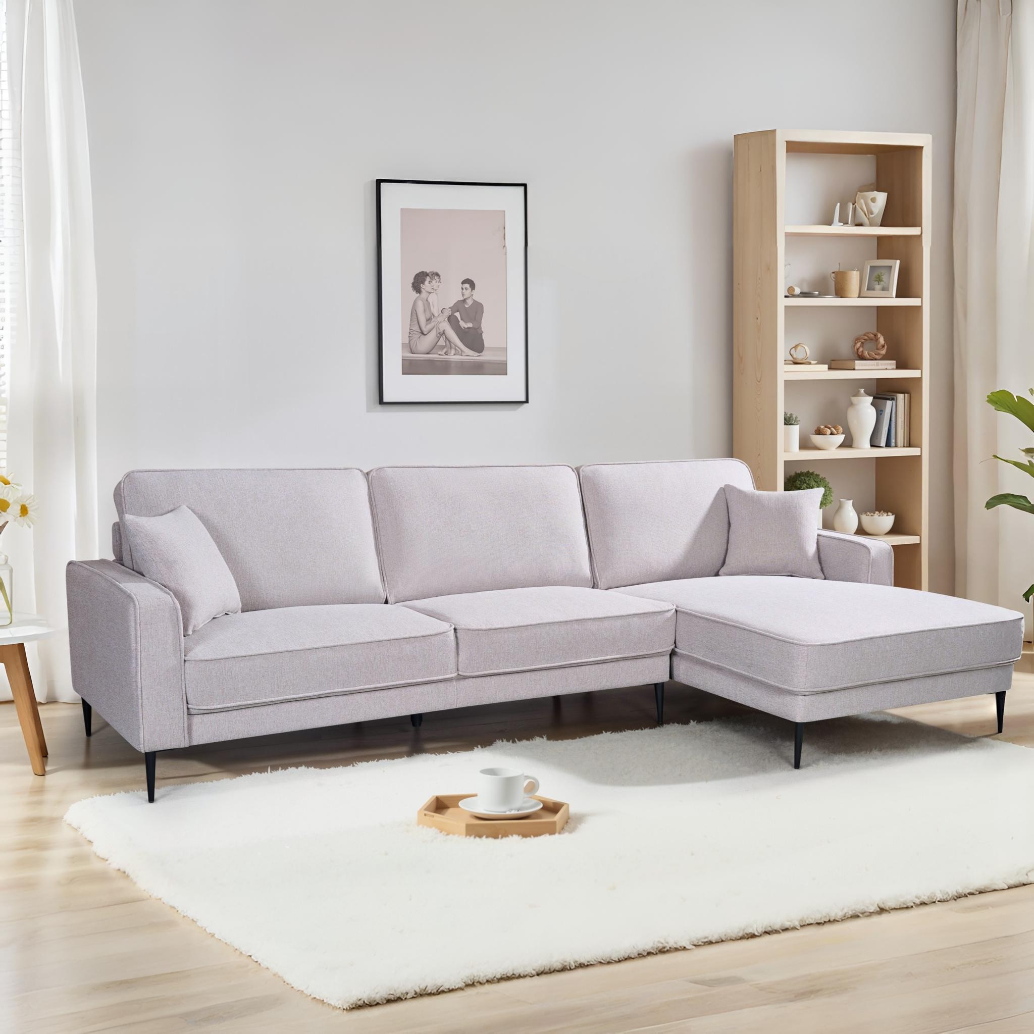 MAJESTIC Beige Fabric Corner Sofa