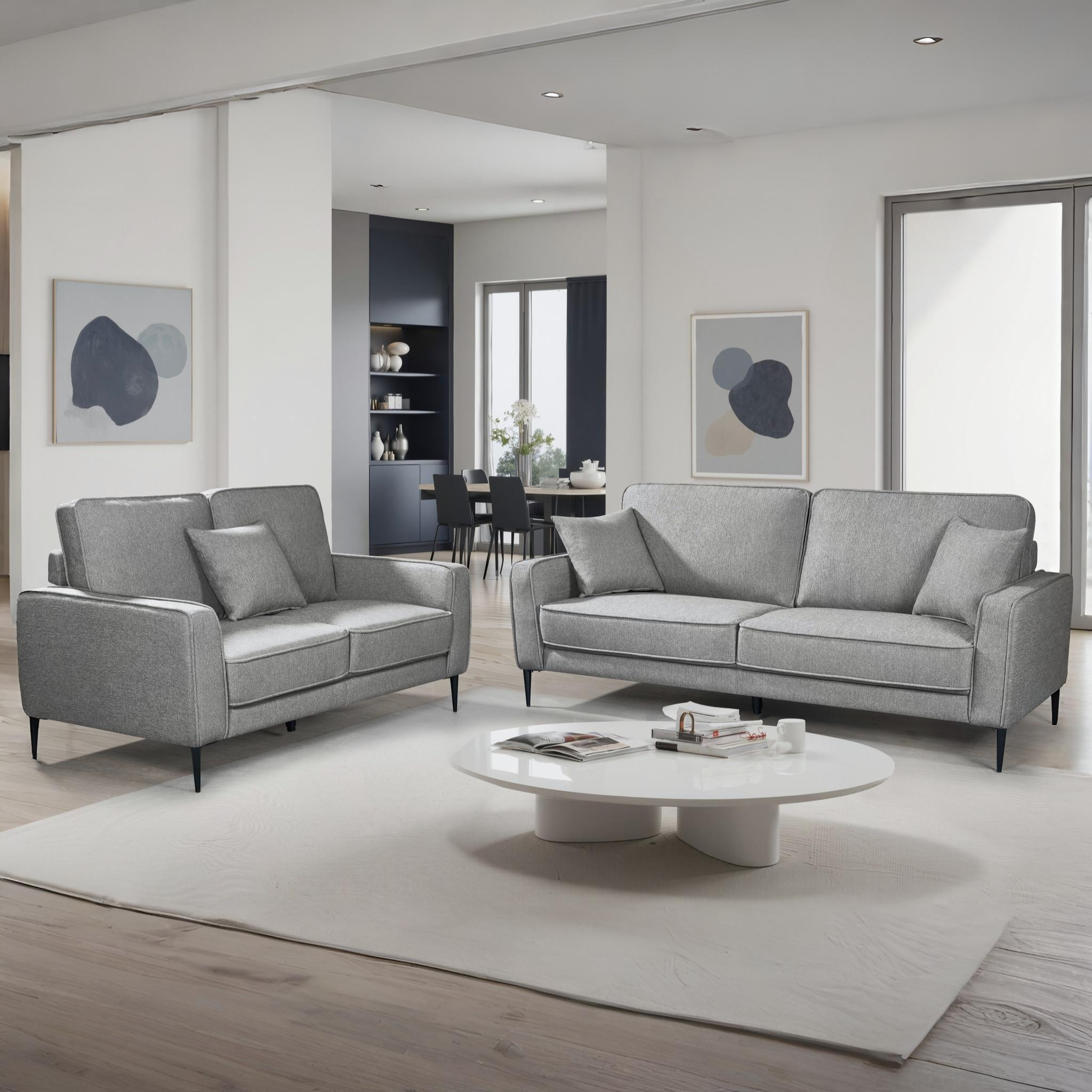 CRADLEZ Dark Grey Fabric Sofa Set