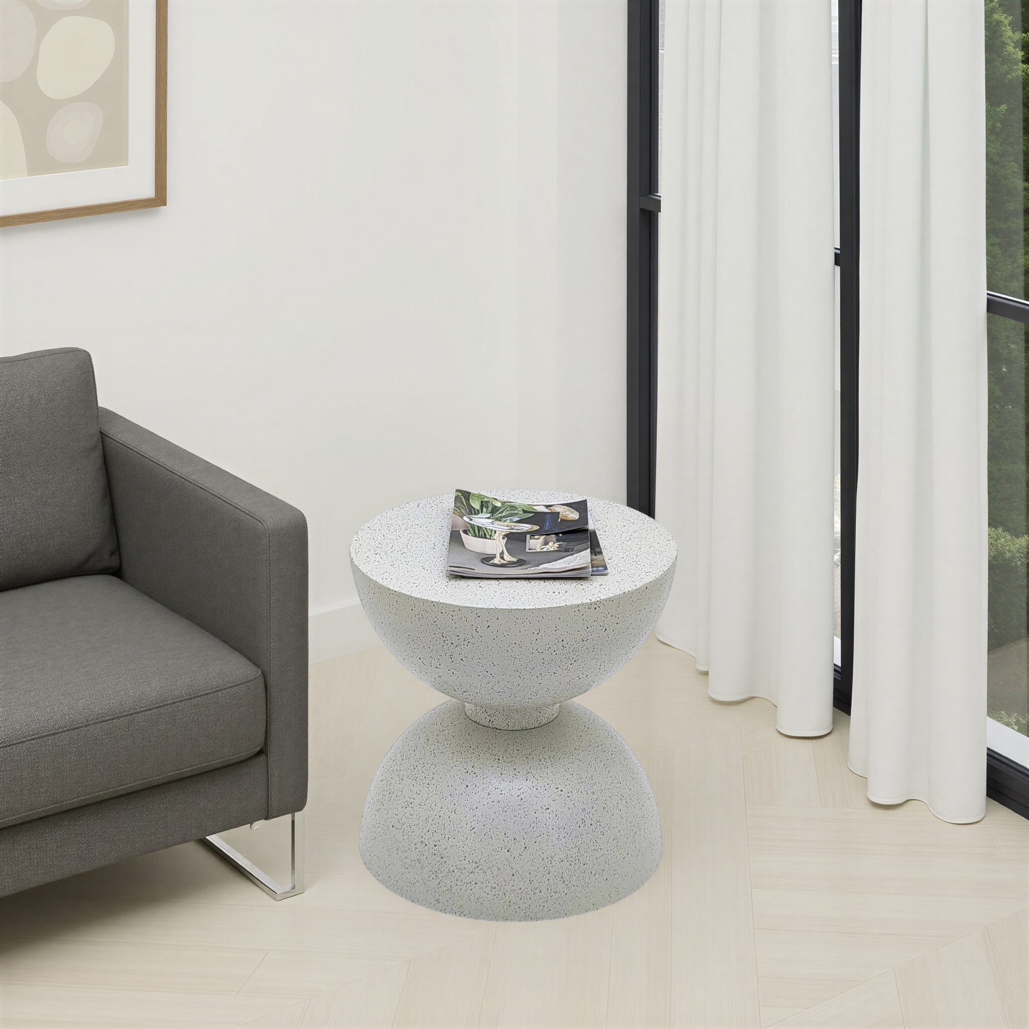 BEANITO Round White Side Table