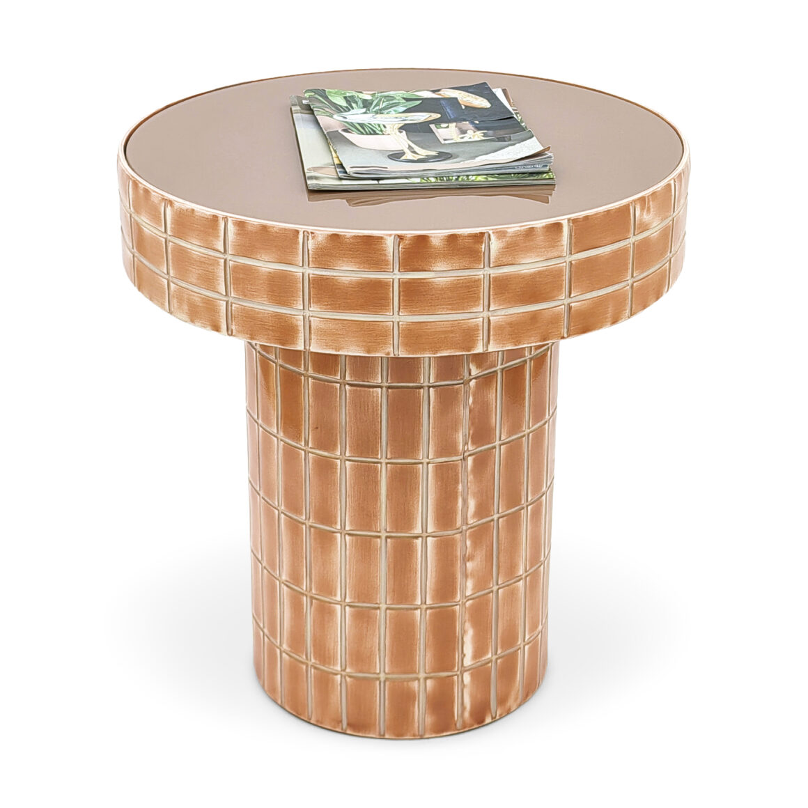 VARIATO Orange Glass Top Side Table