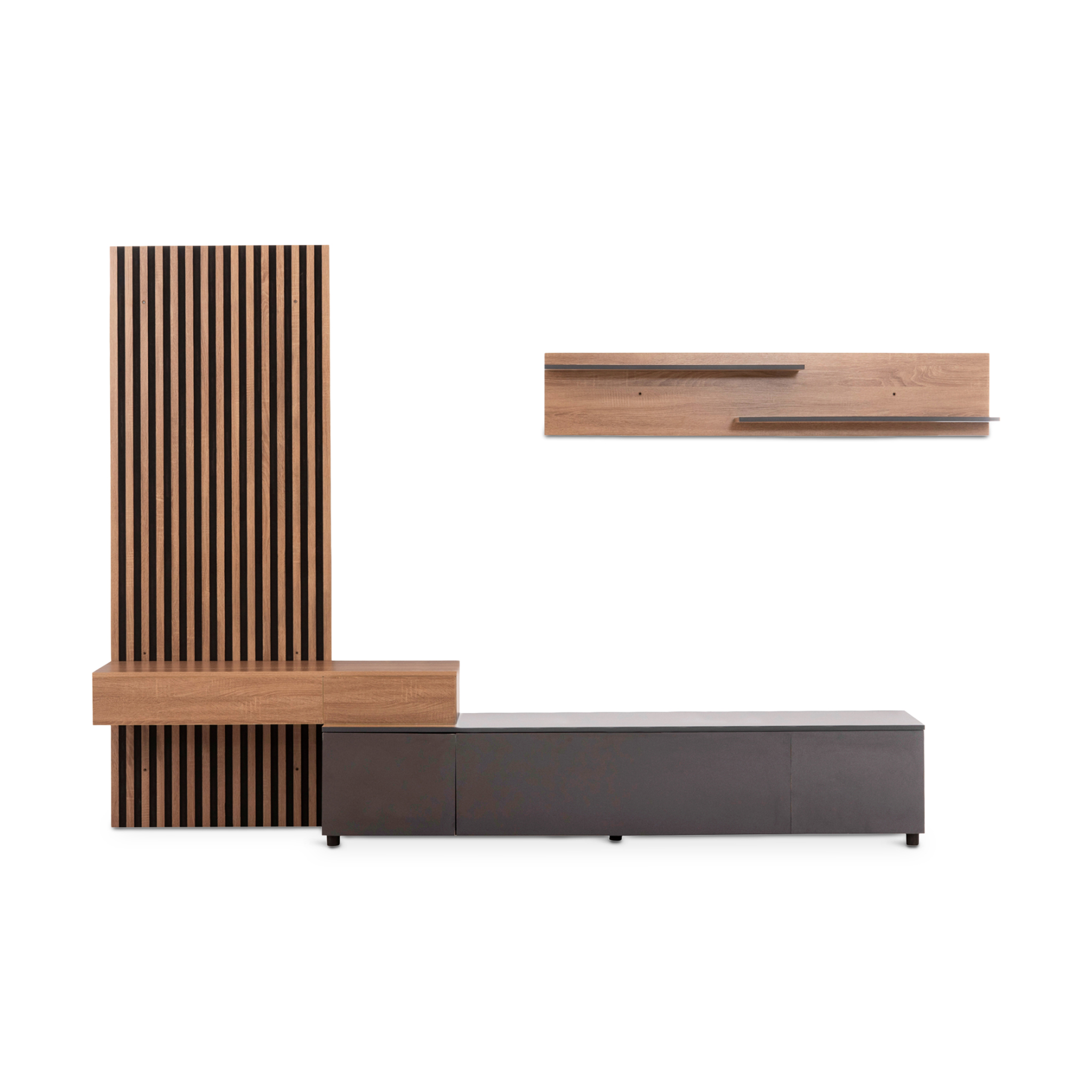 DORT Sonoma and Dark Grey Wall Unit