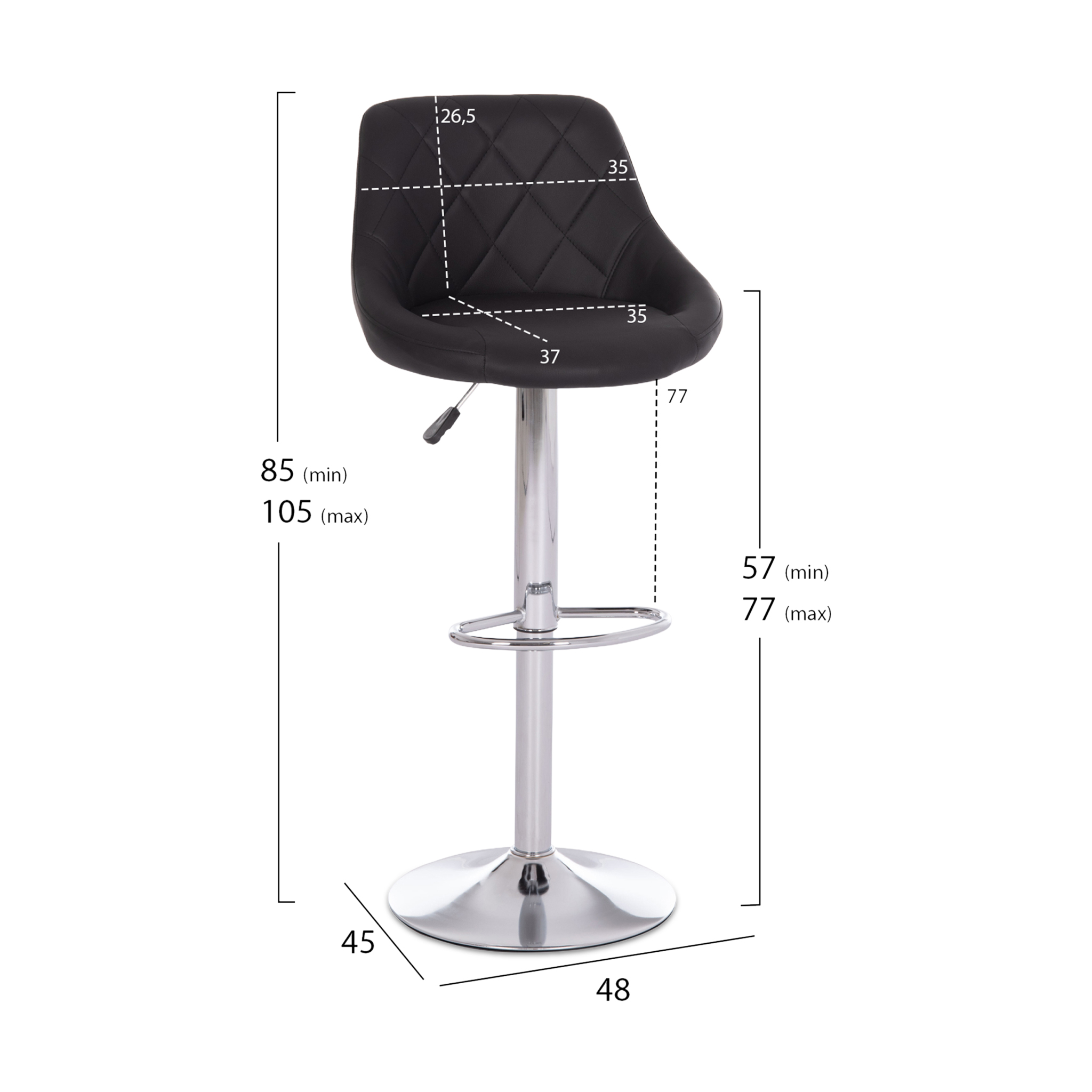 ROSE Black PU Barstool