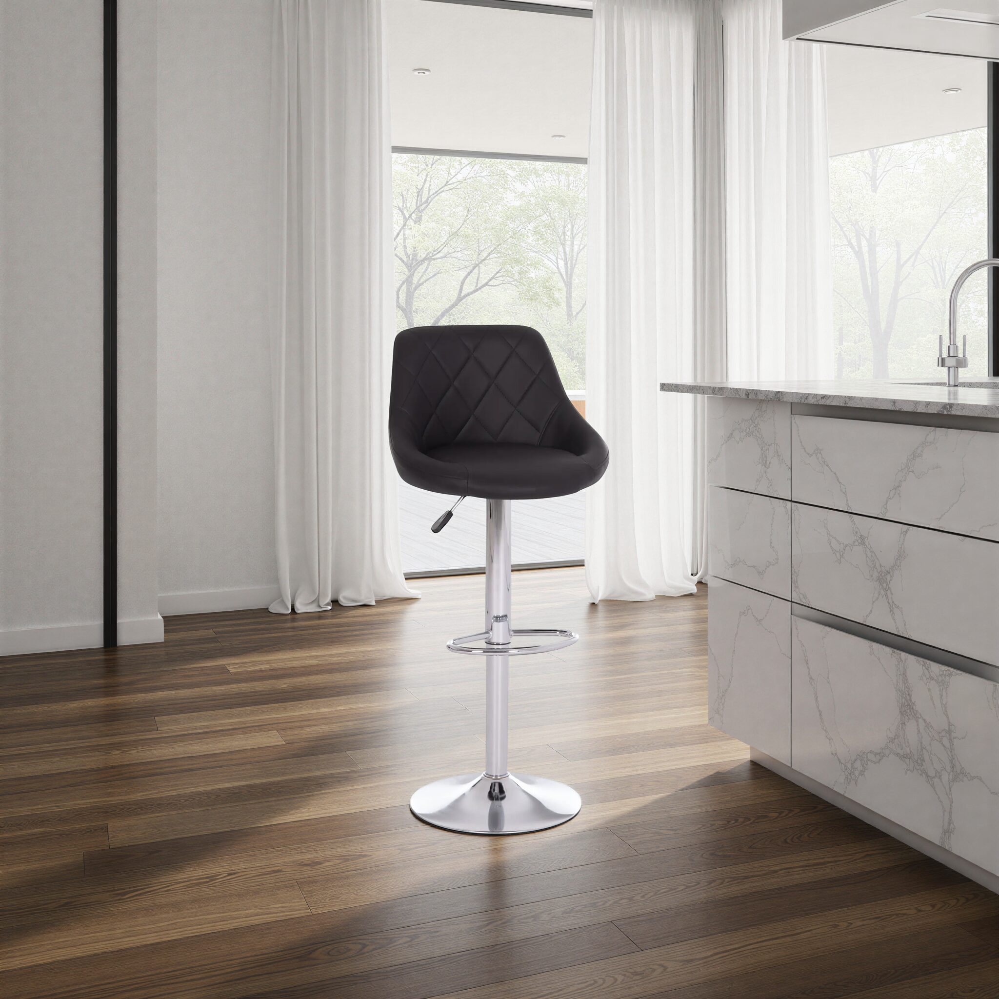 ROSE Black PU Barstool