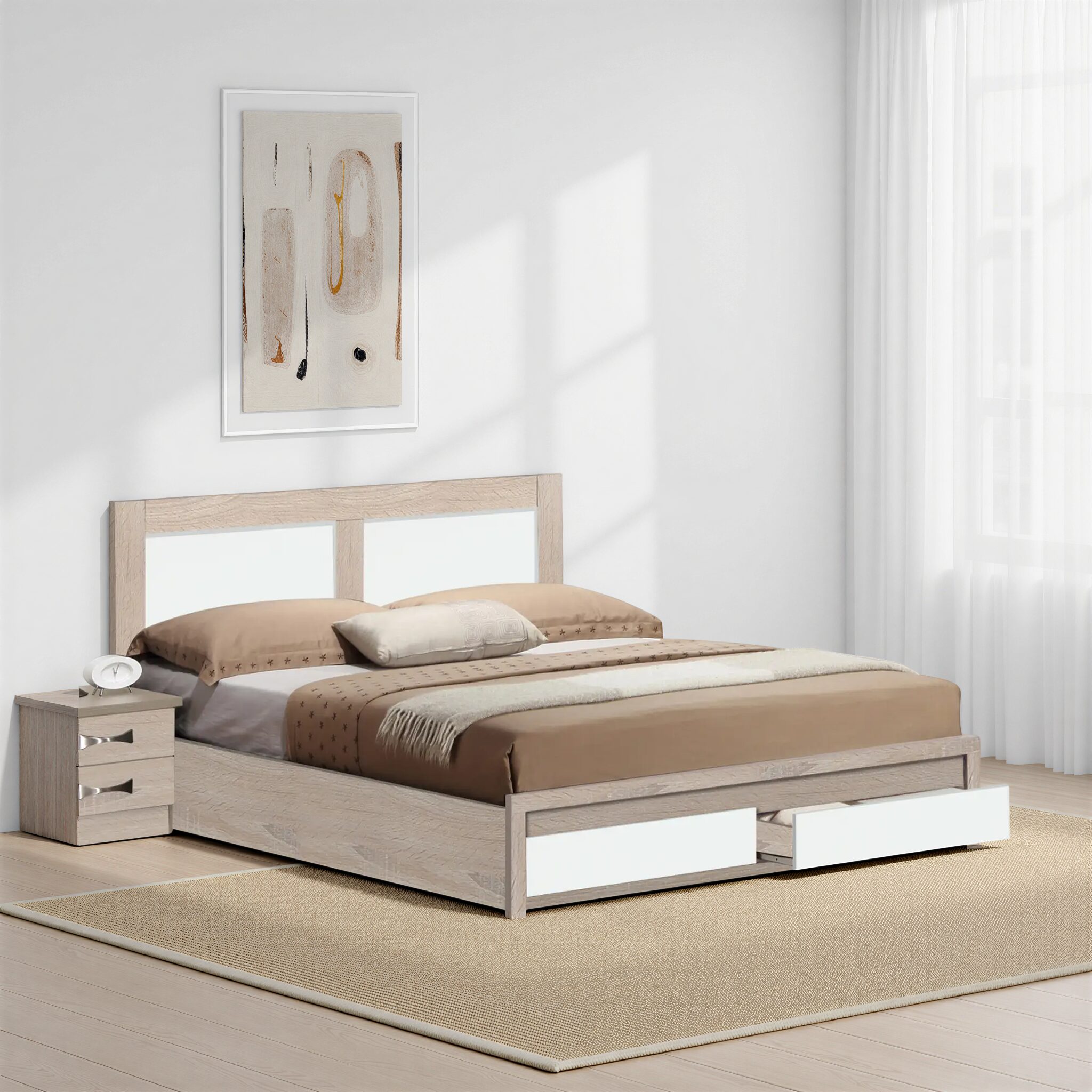 CAPRI Sonoma and White 5 Feet Bed