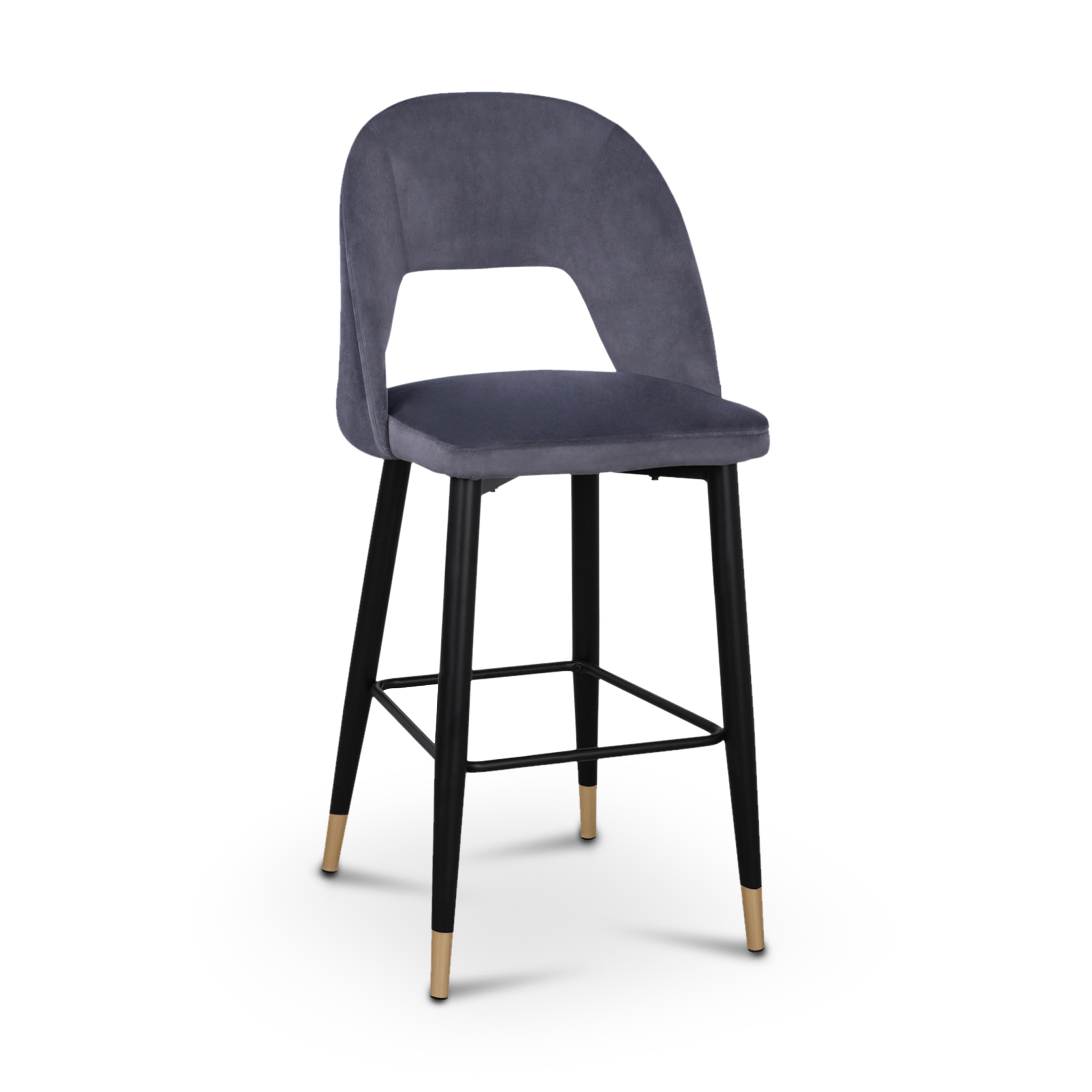 HARPER Grey Velvet Barstool