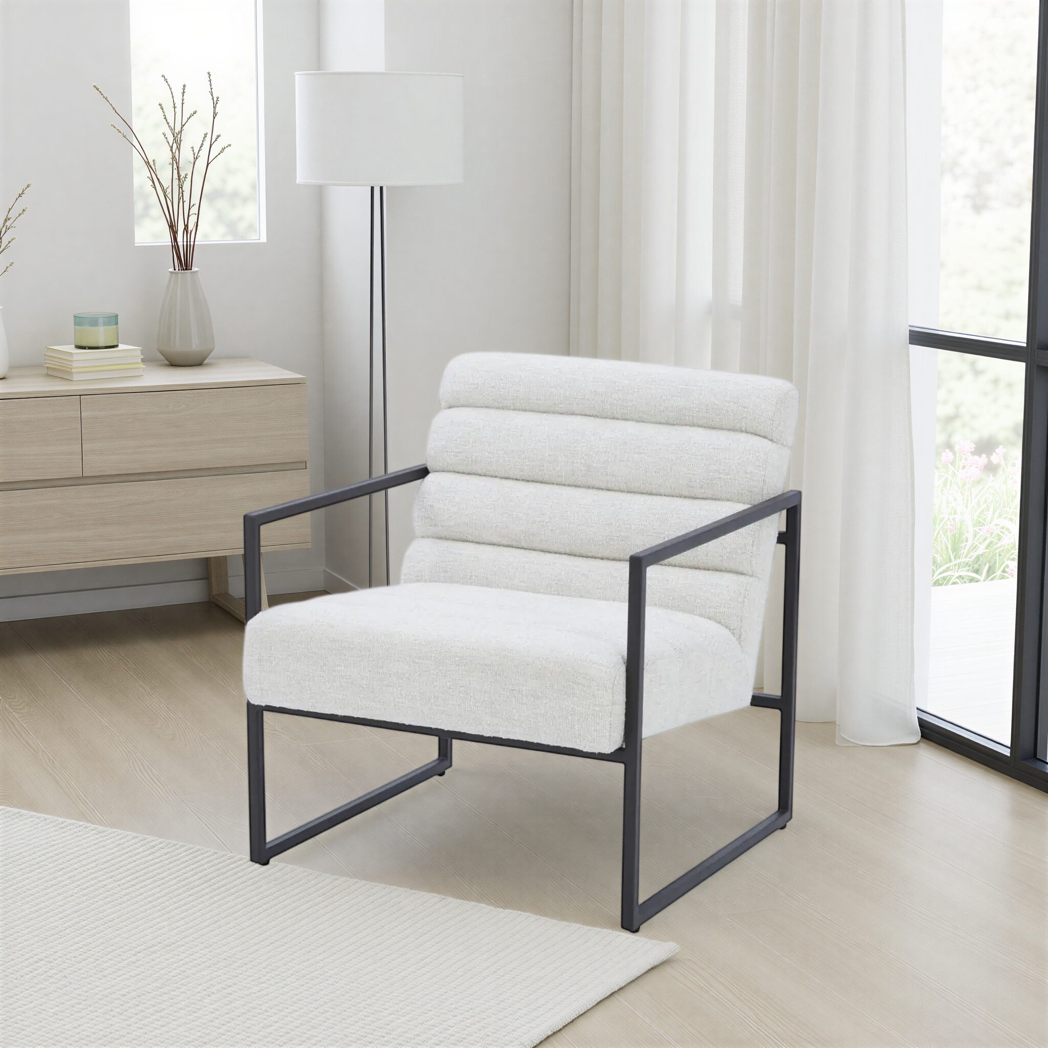 COALLE Beige Fabric Armchair