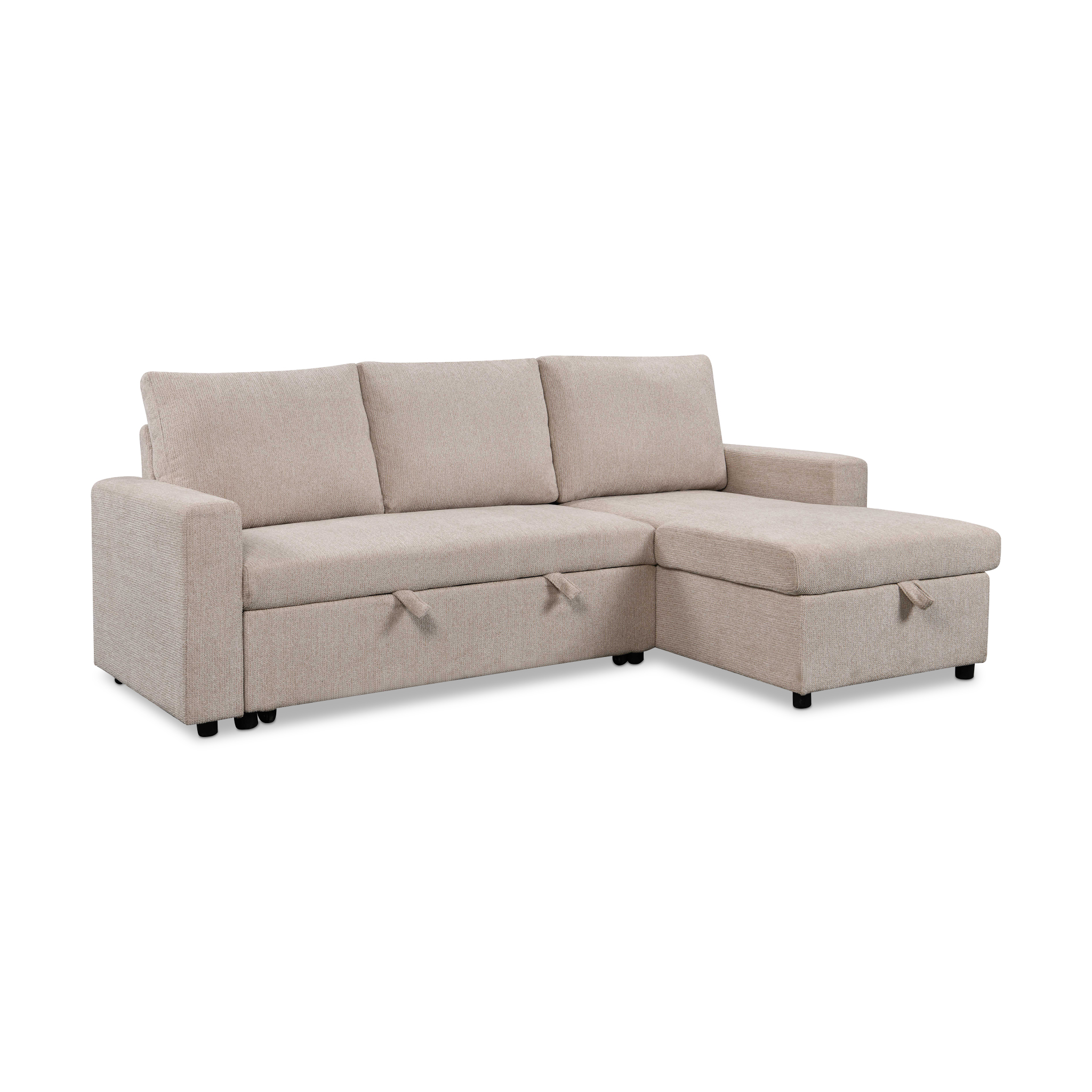 FARIN Beige Fabric Corner Sofa with Storage