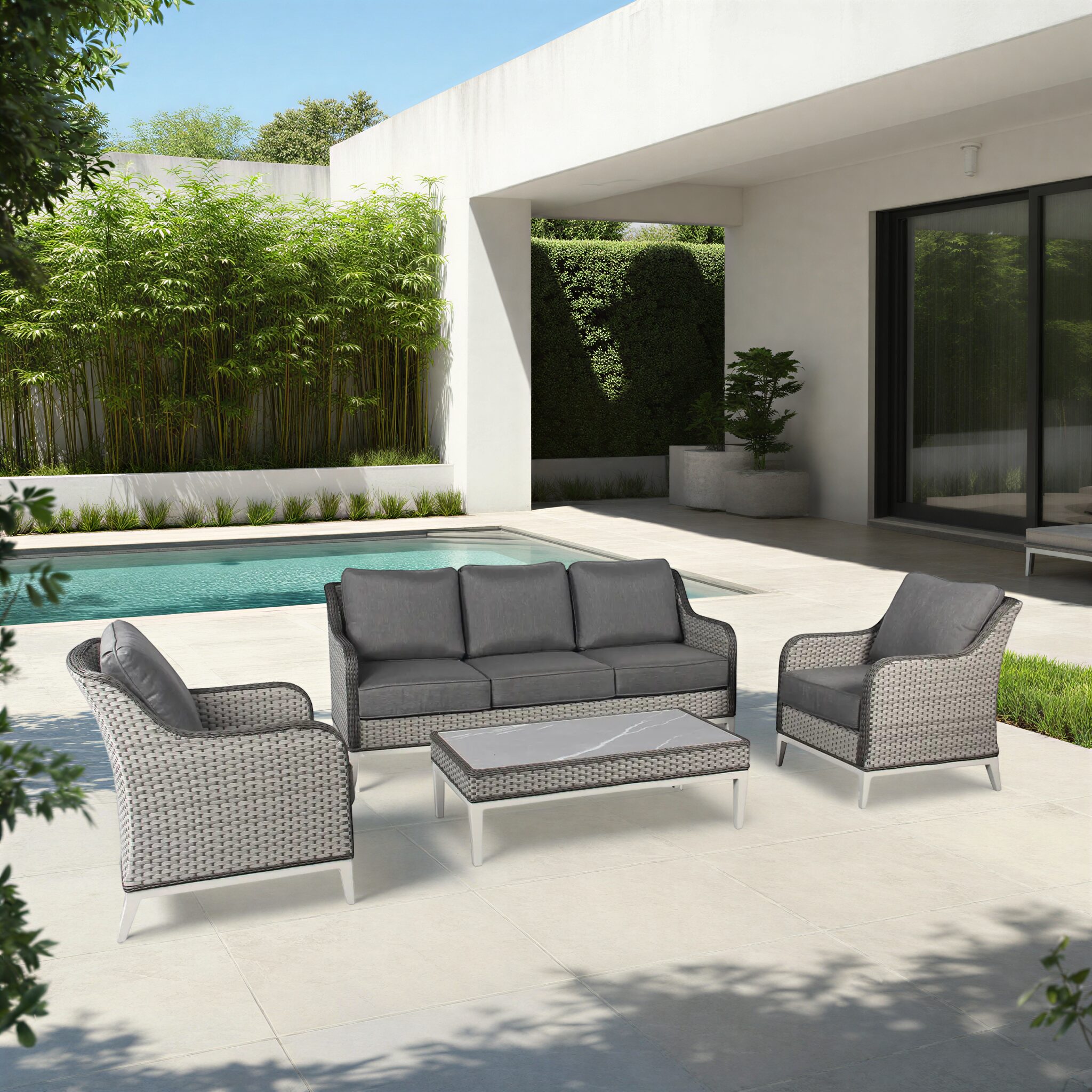 ORTEGA Brown Outdoor Lounge Set