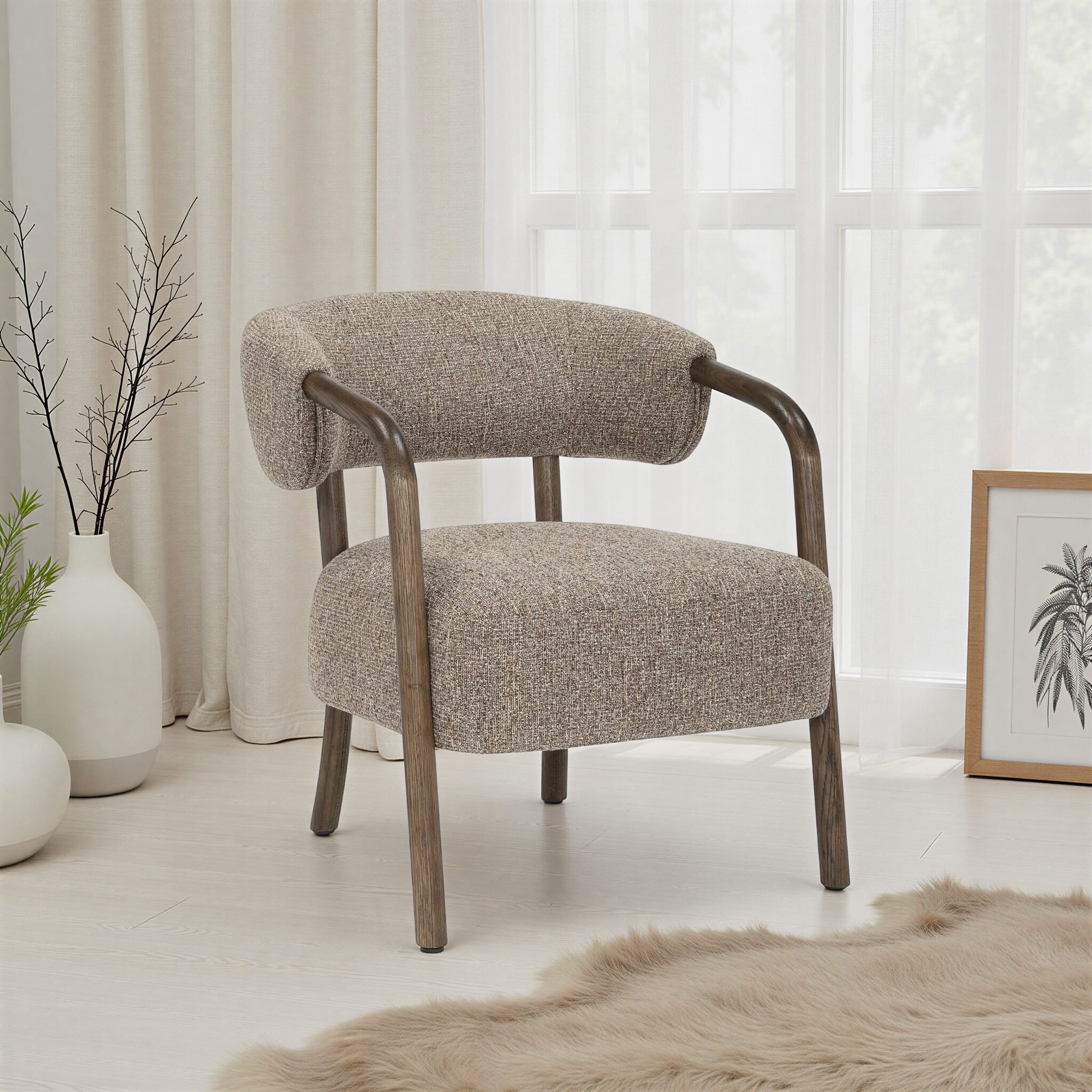 PALMIERE Armchair Brown Fabric
