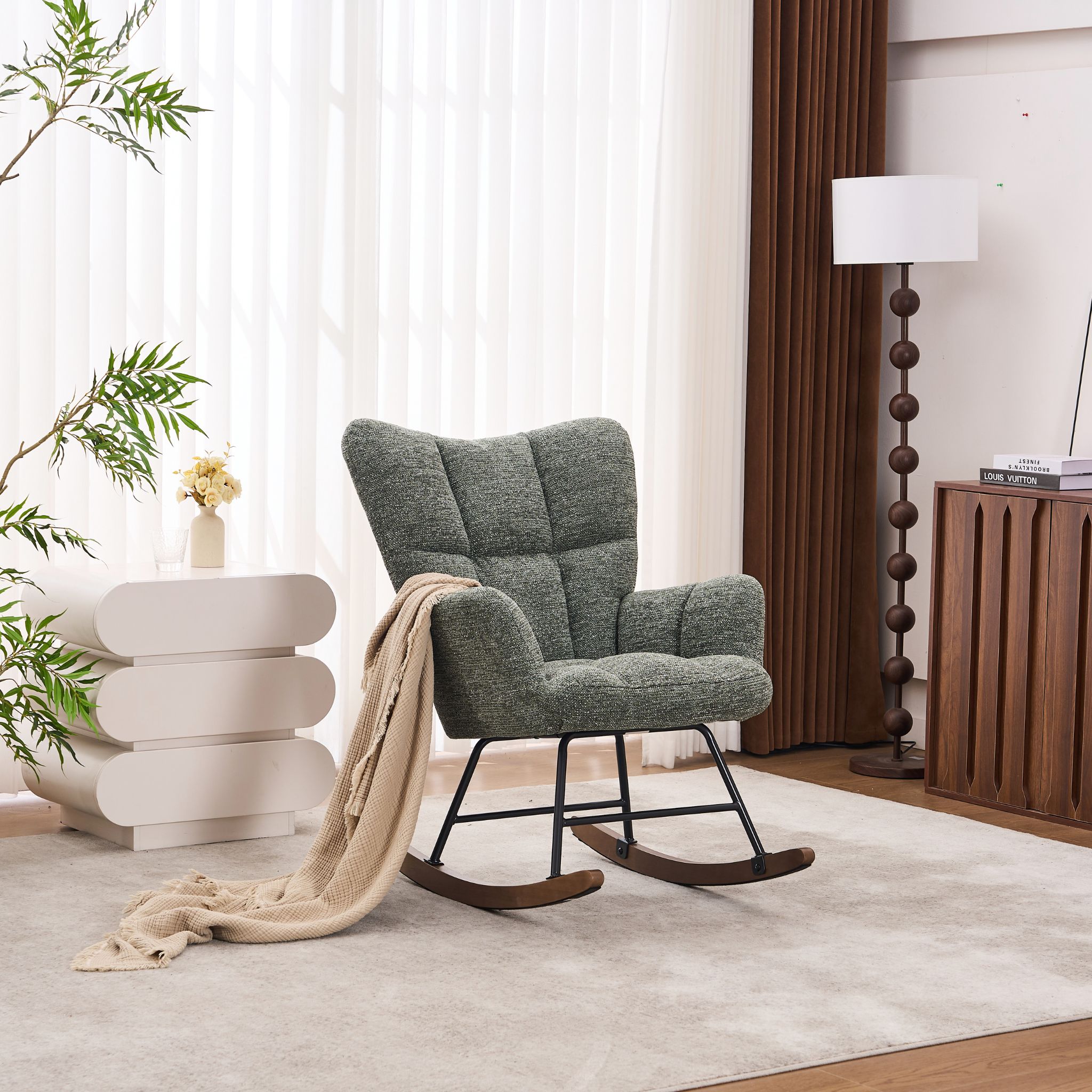 ROUDY Green Armchair Fabric