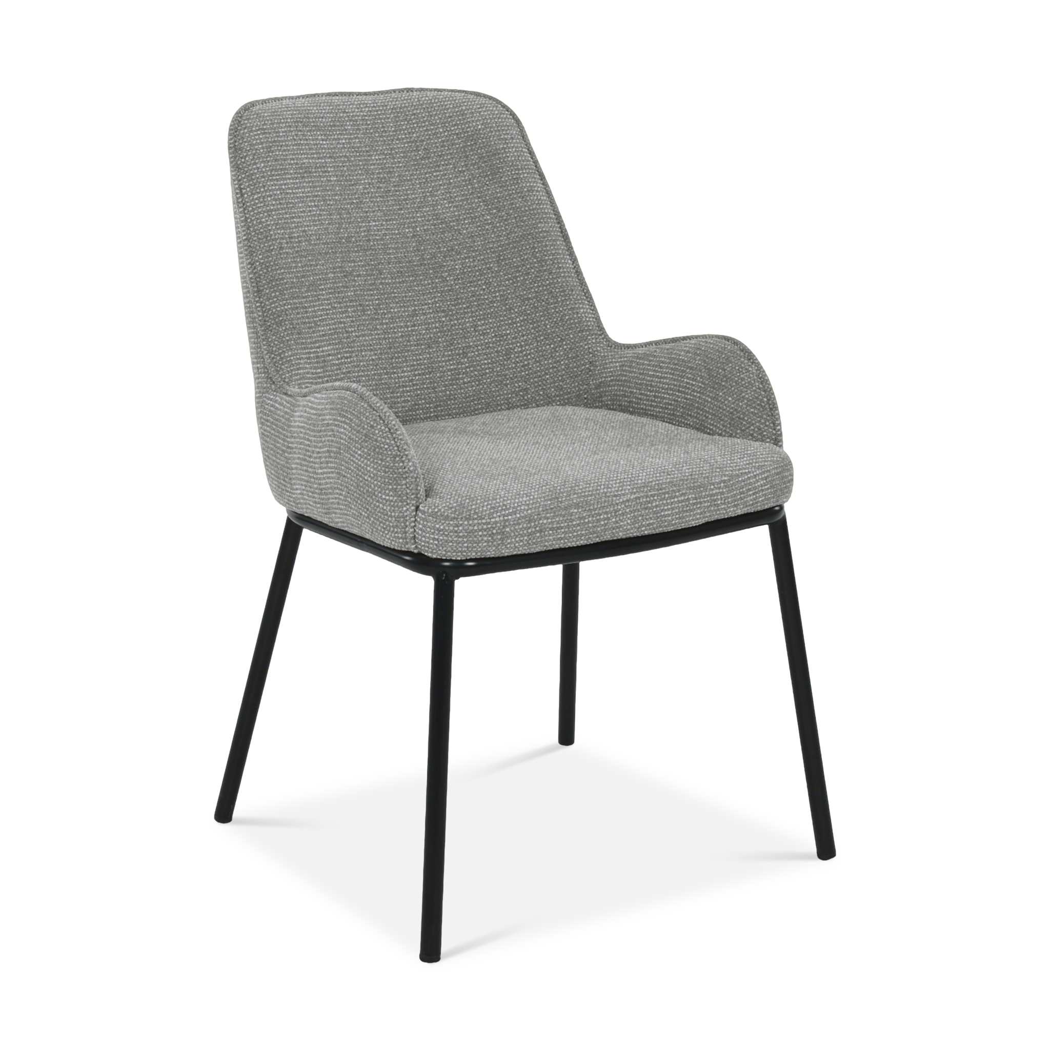 JANOOM Grey Fabric Dining Chair with Black Legs