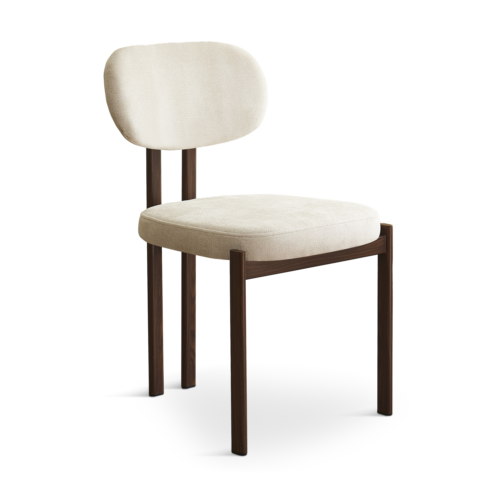 CHORIN Beige Fabric Dining Chair with Walnut Legs
