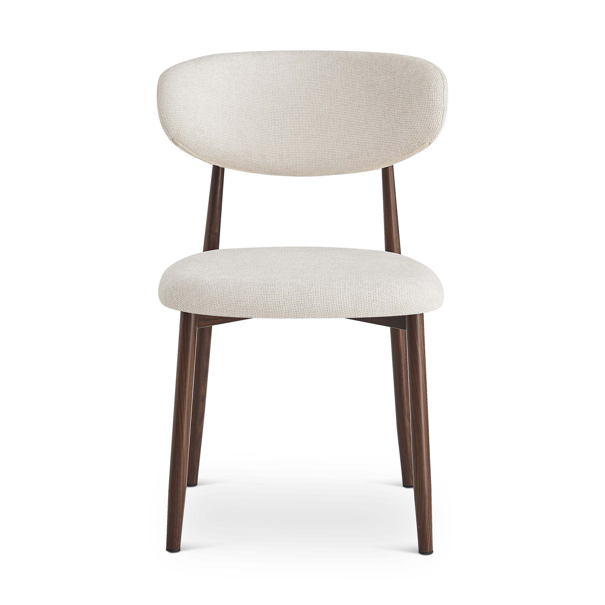 BARONE Beige Fabric Dining Chair with Walnut Legs