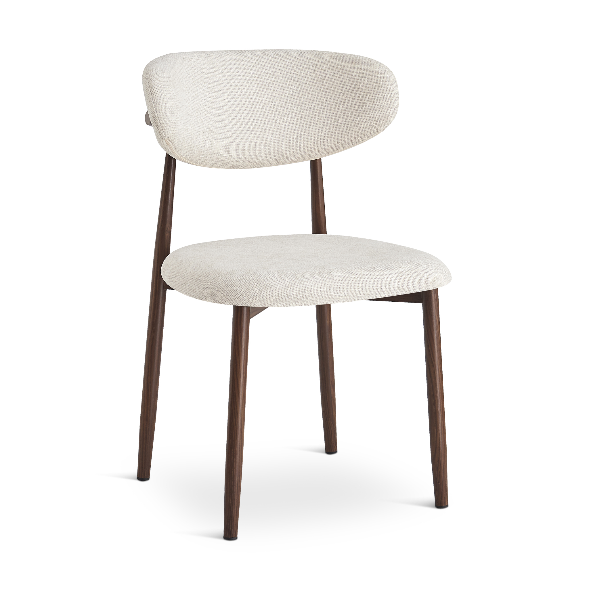 BARONE Beige Fabric Dining Chair with Walnut Legs
