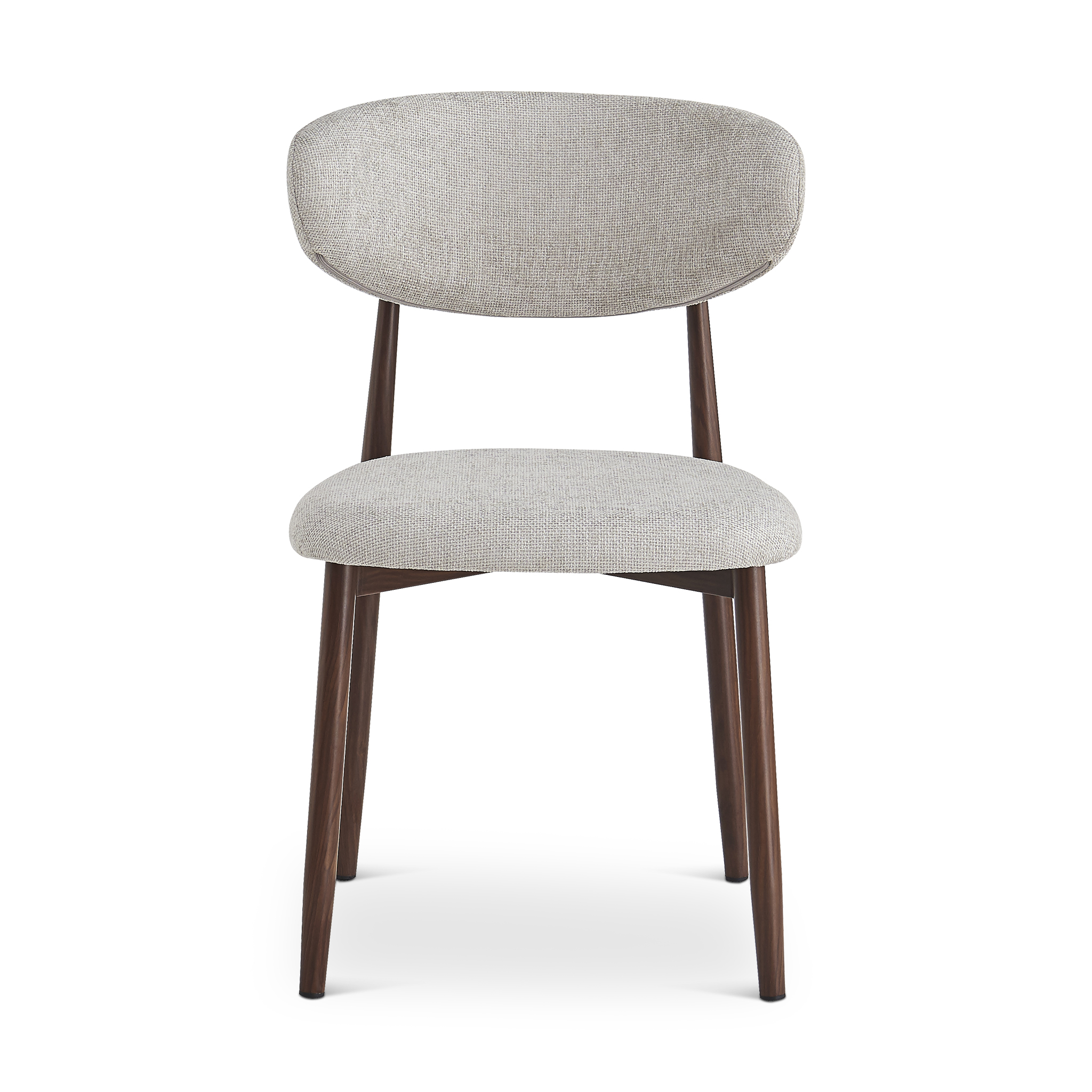 BARONE Grey Fabric Dining Chair with Walnut Legs