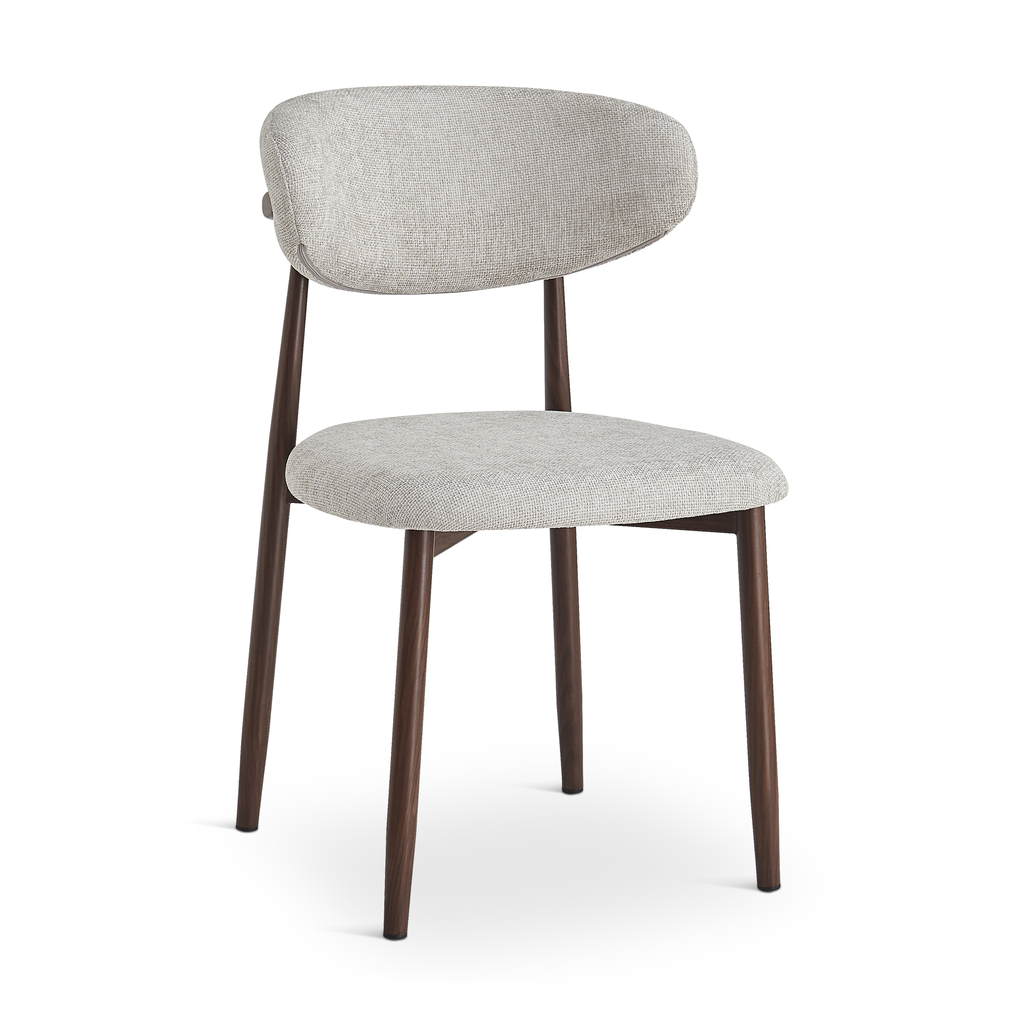 BARONE Grey Fabric Dining Chair with Walnut Legs