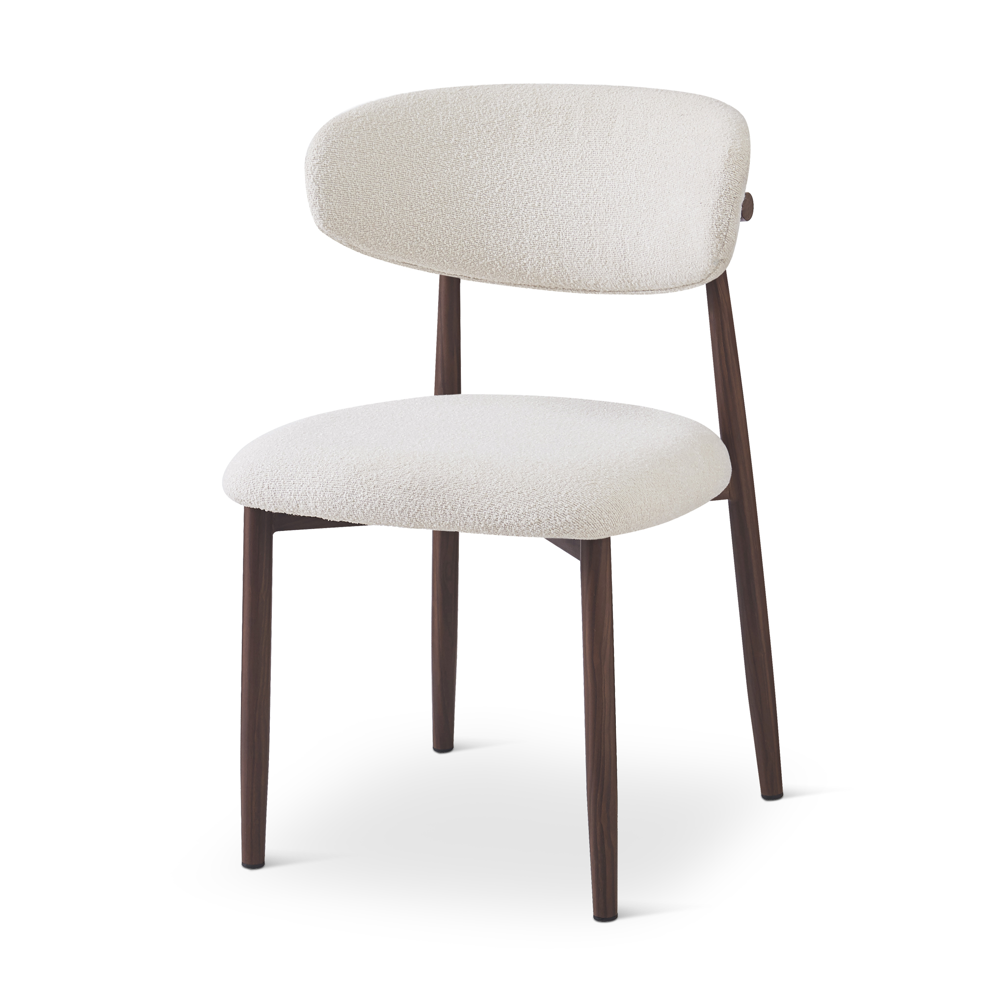 BARONE Beige Fabric Dining Chair with Walnut Legs