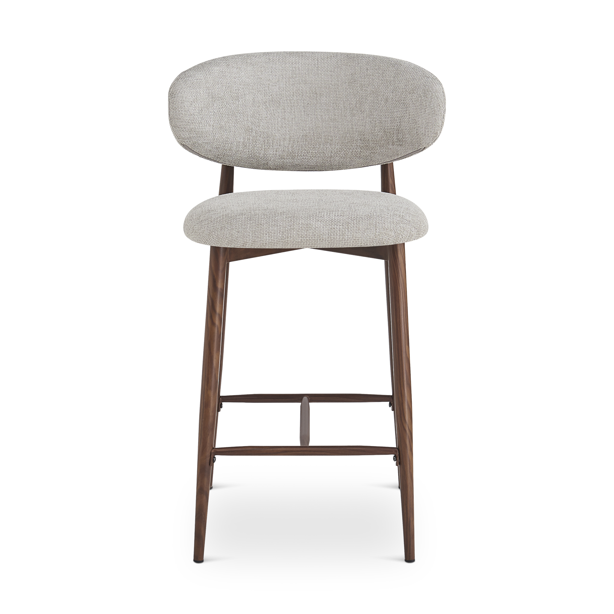 ARIALLE Grey Fabric Bar Stool with Walnut Legs