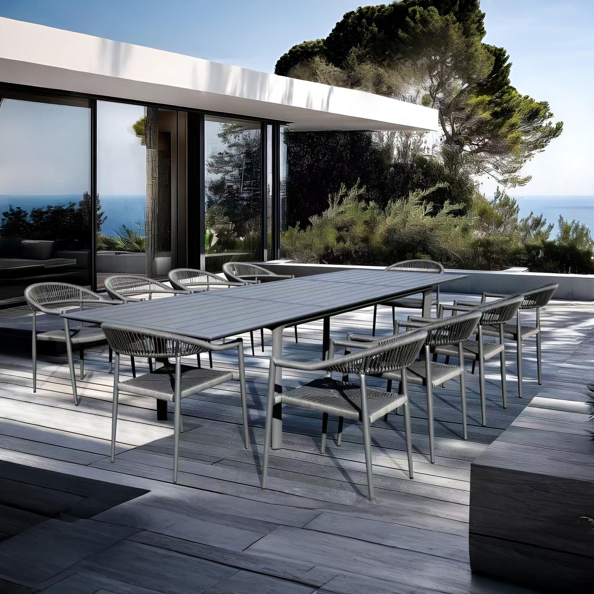 AMANDA Outdoor Dining Set Dark Grey Aluminium