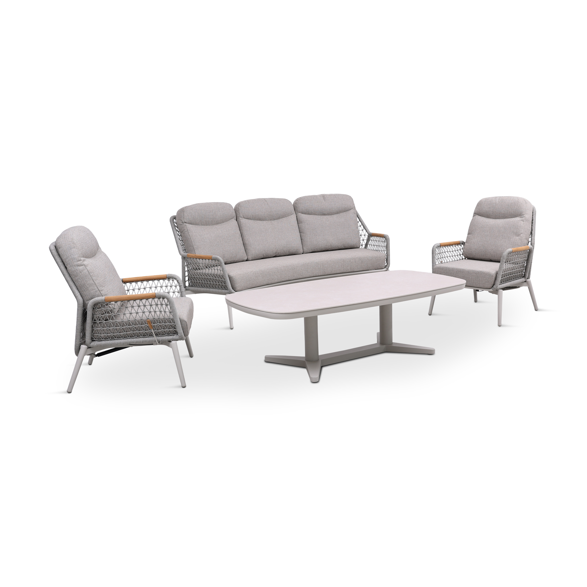 VOYAJER Outdoor Lounge Set Cream and Light Grey