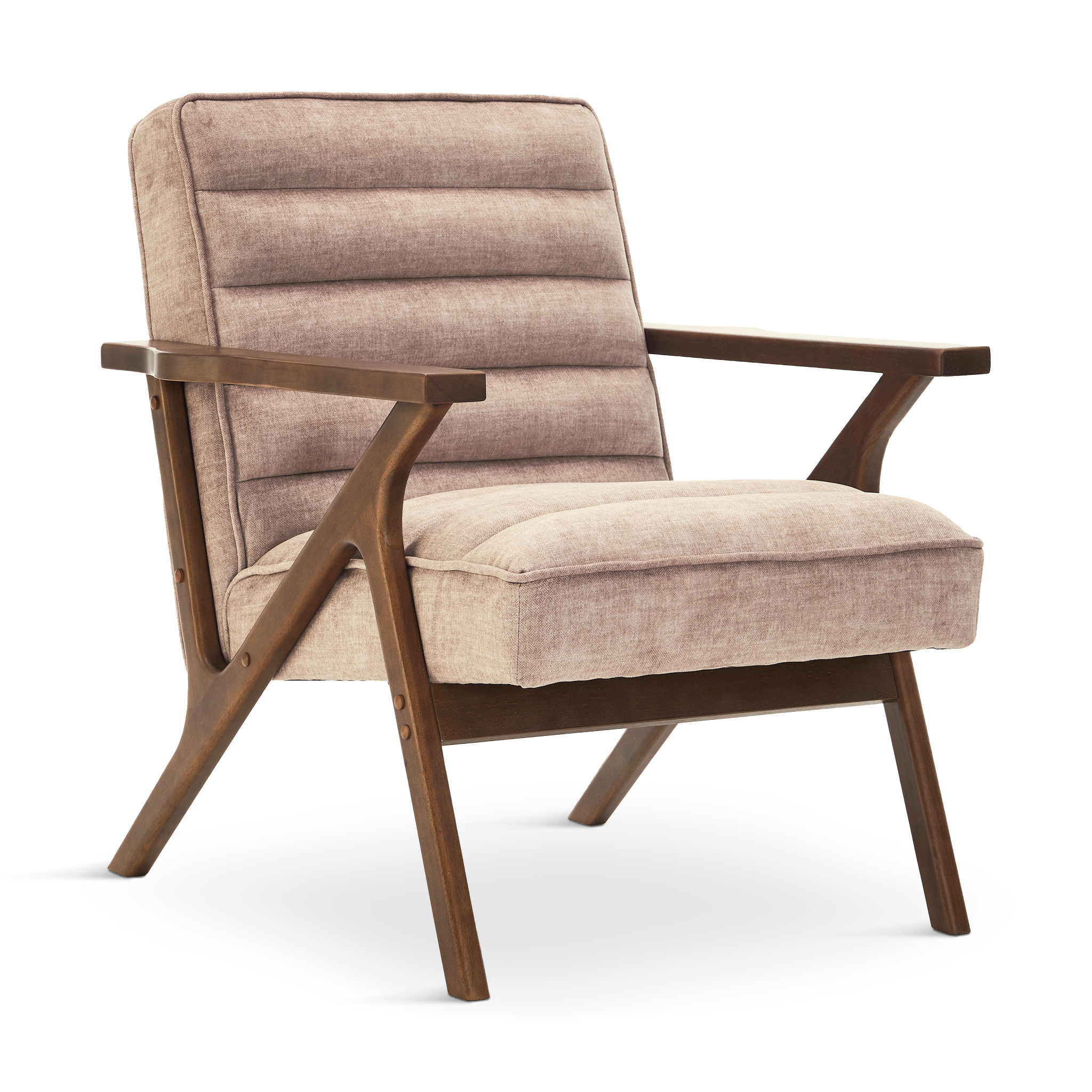 OLDE Armchair Light Brown with Walnut Legs