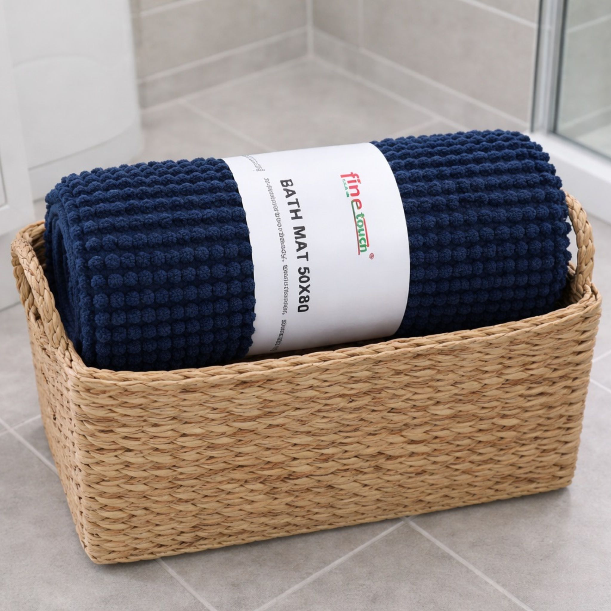 Chenille Bath Mat Navy Blue