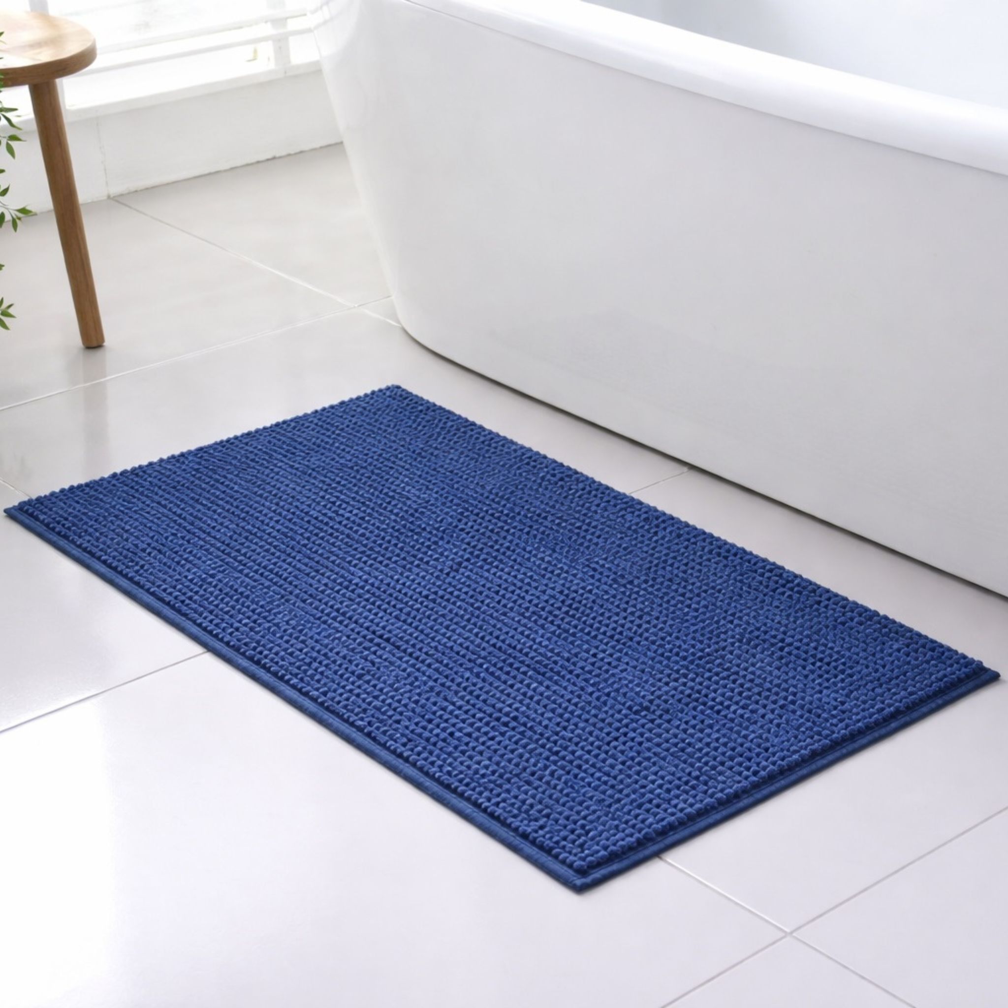 Chenille Bath Mat Navy Blue