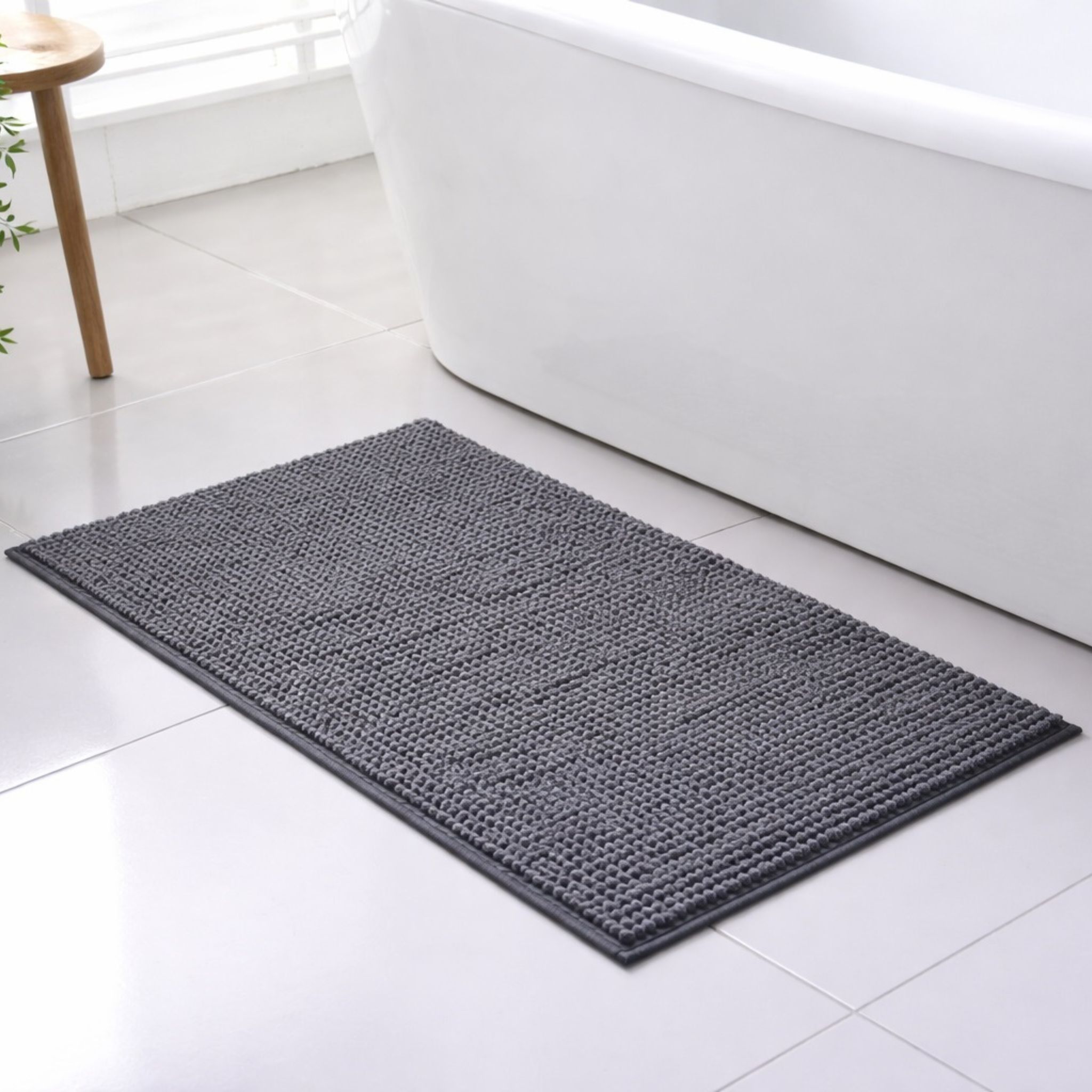 Chenille Bath Mat Grey