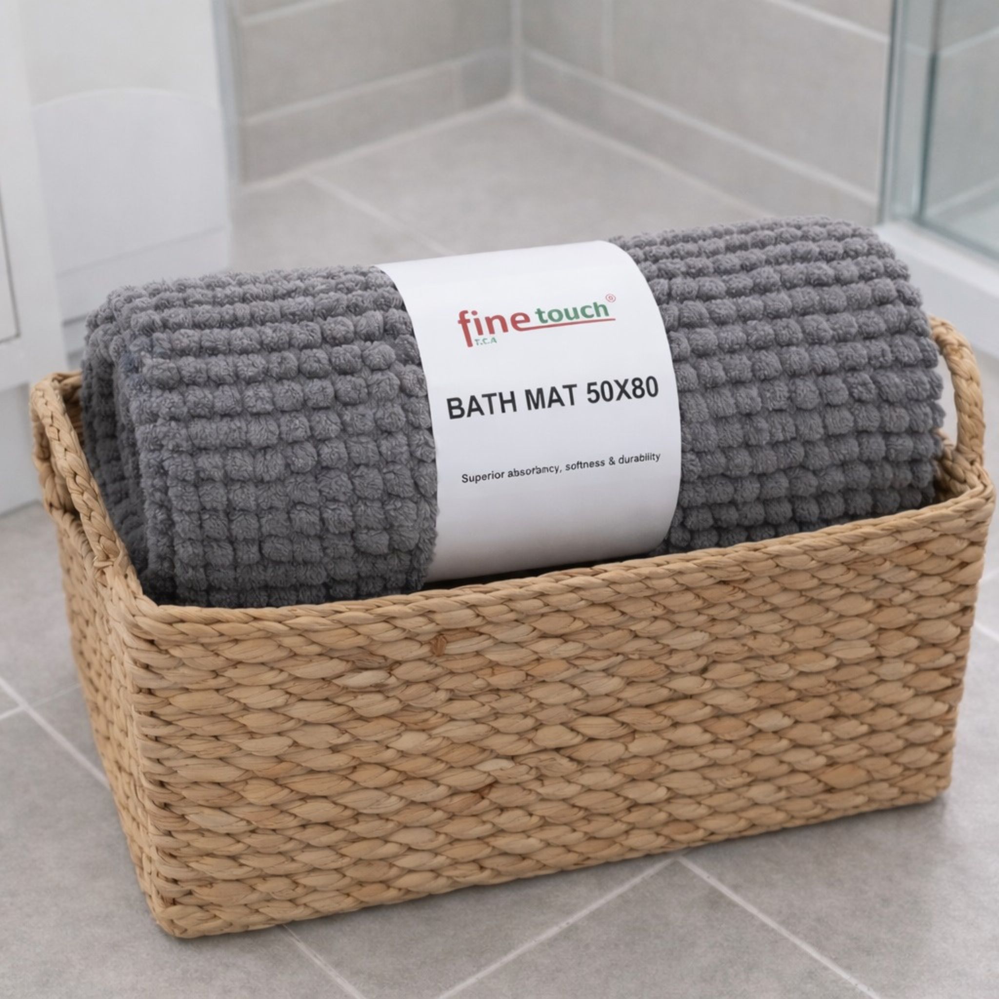 Chenille Bath Mat Grey