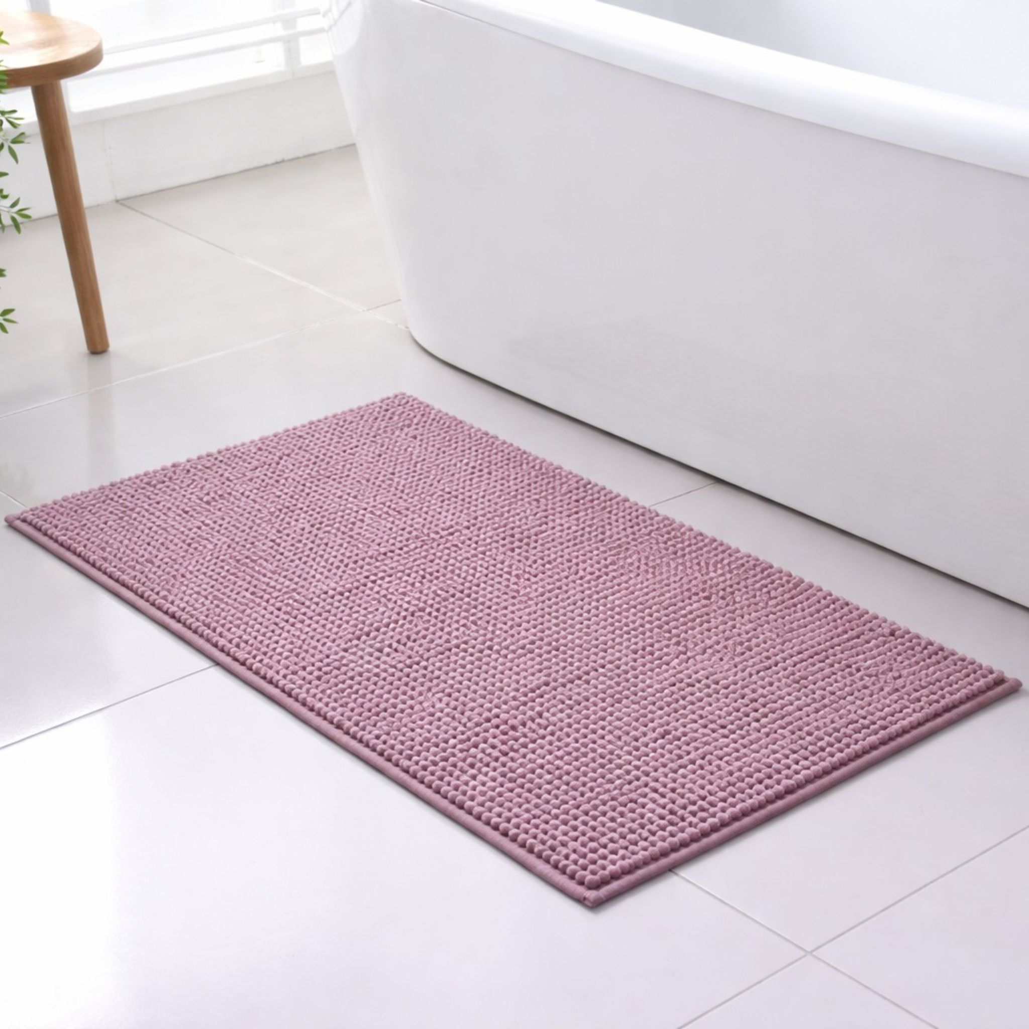 Chenille Bath Mat Dusty Pink