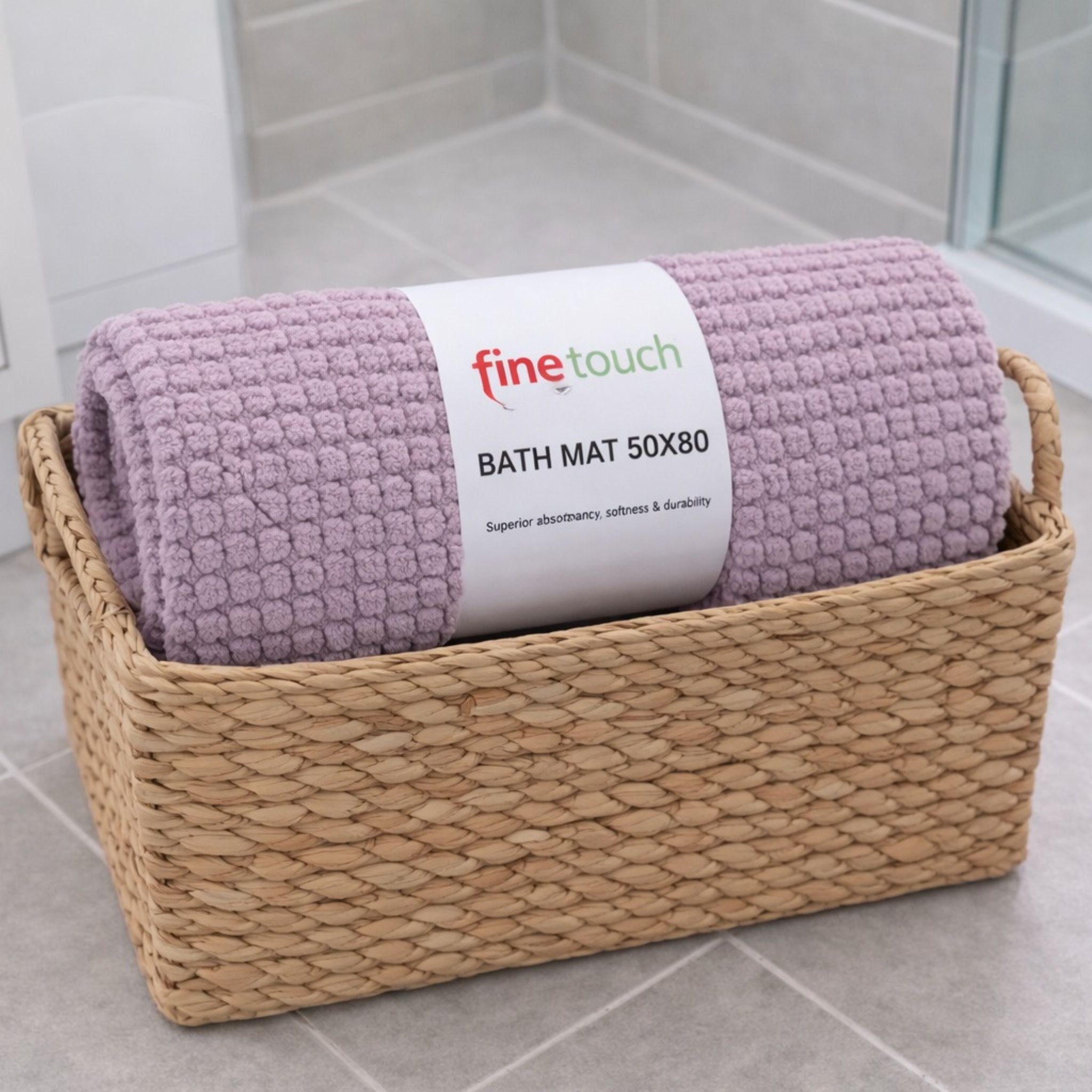 Chenille Bath Mat Dusty Pink